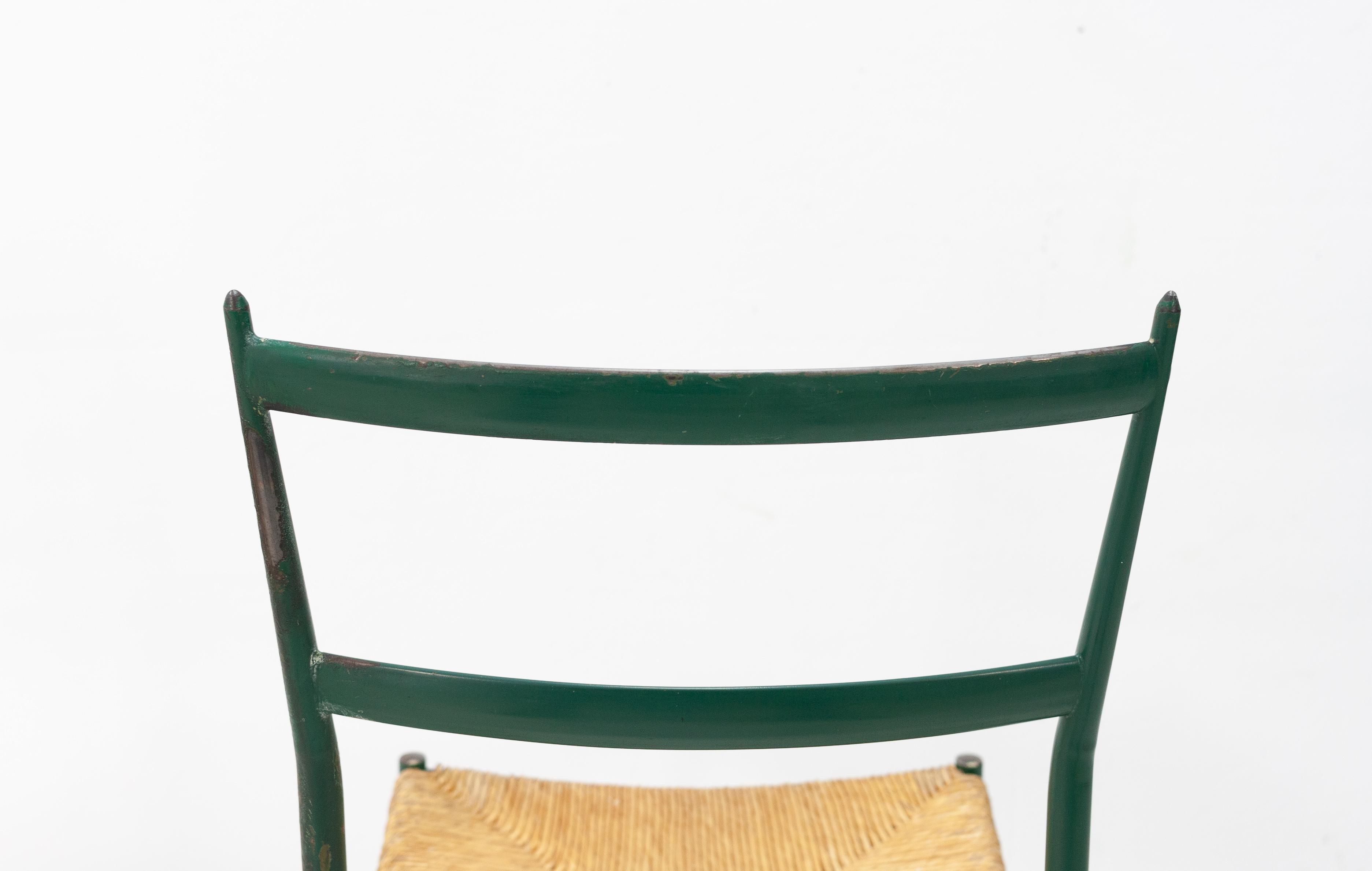 Mid-20th Century Two Superleggera Style Chairs in Metal, Attributed to Gio Ponti