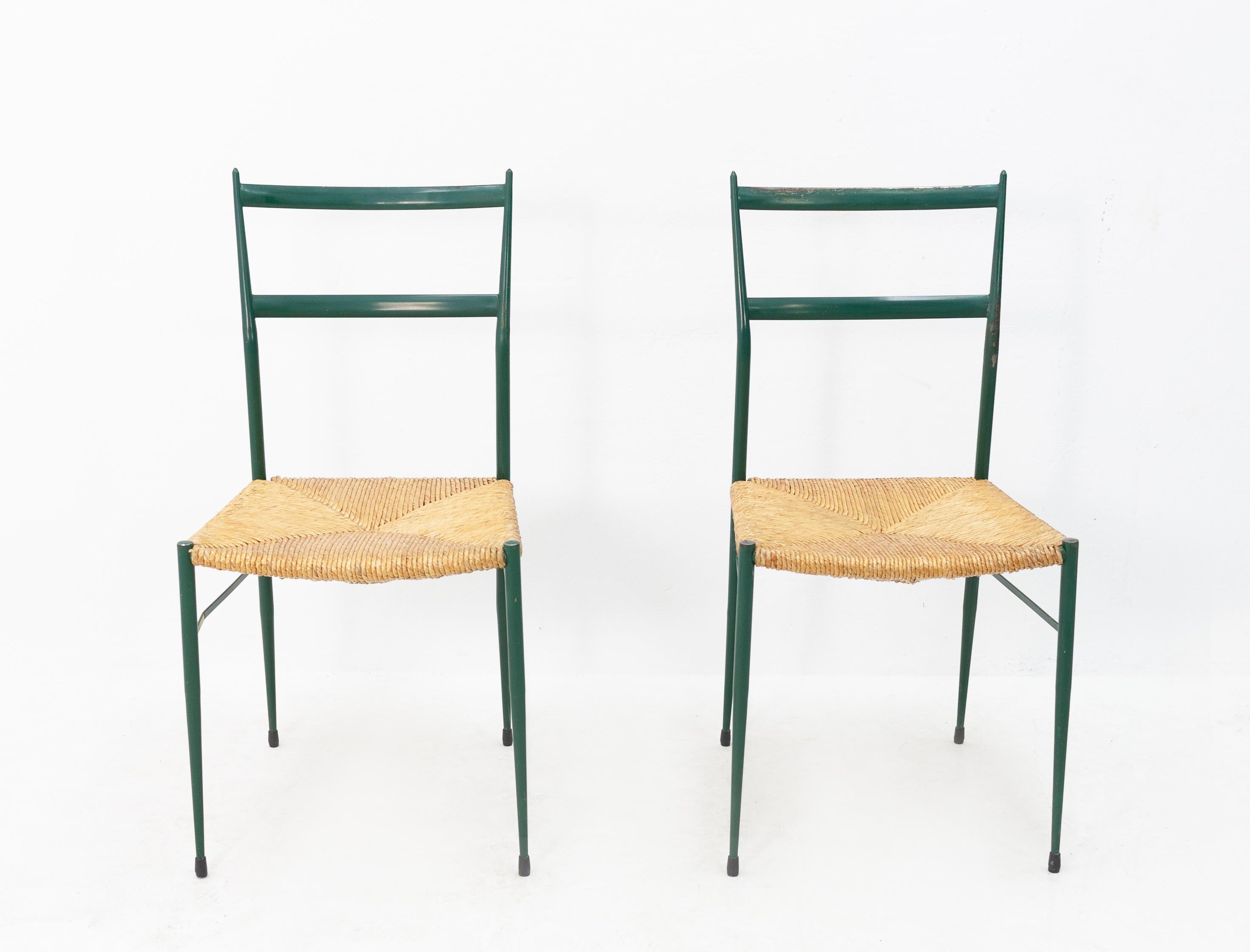 Italian Two Superleggera  Chairs in Metal Gio Ponti