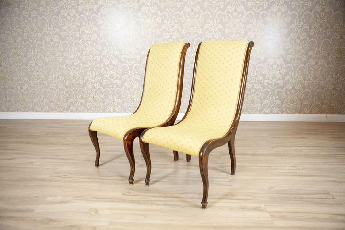 Dos Sillones Cisne con Tapicería Amarilla, Finales S. XIX en Bueno estado para la venta en Opole, PL