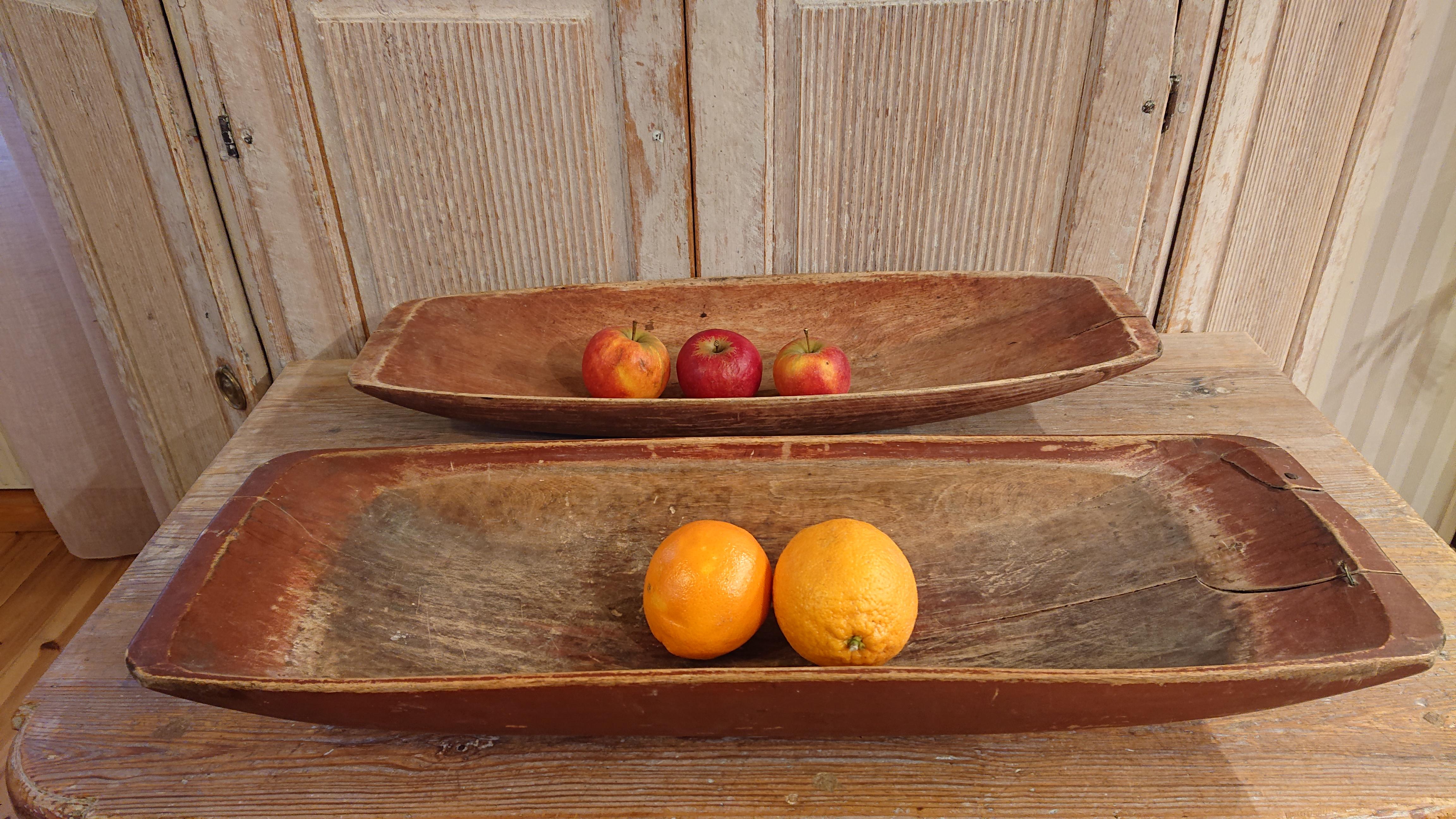 Folk Art Two Swedish 19th Century Trough with Originalpaint from Northern Sweden For Sale