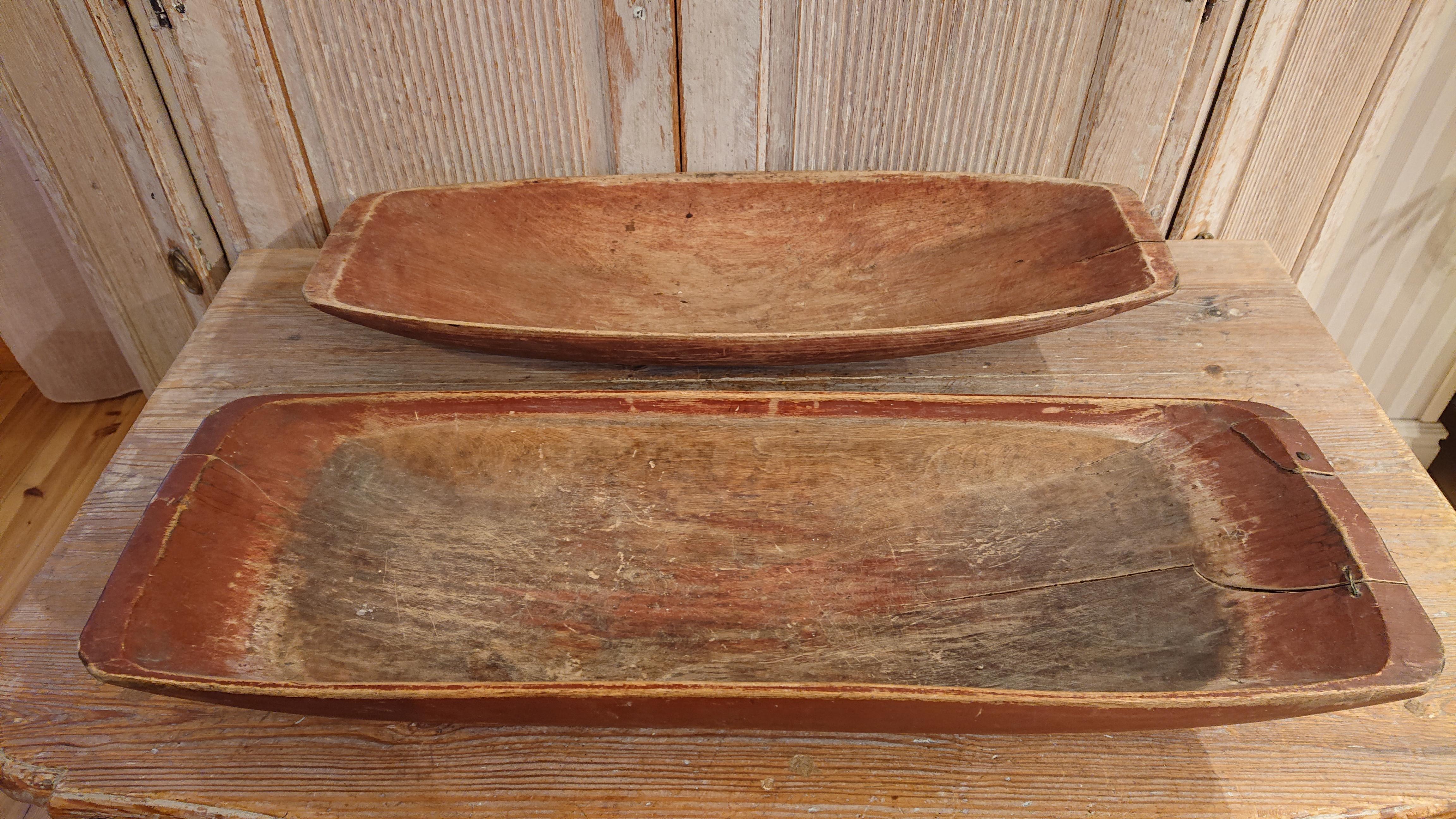 Hand-Crafted Two Swedish 19th Century Trough with Originalpaint from Northern Sweden For Sale