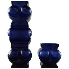 Two Swedish Art Glass Vases, Lars Hellsten for Skruf Glasbruk