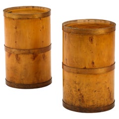 Used Two Swedish Birch Sugar Barrels, Circa 1960s
