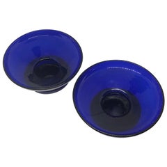 Antique Two Swedish Cobalt Blue Candy Bowls, 19th Century