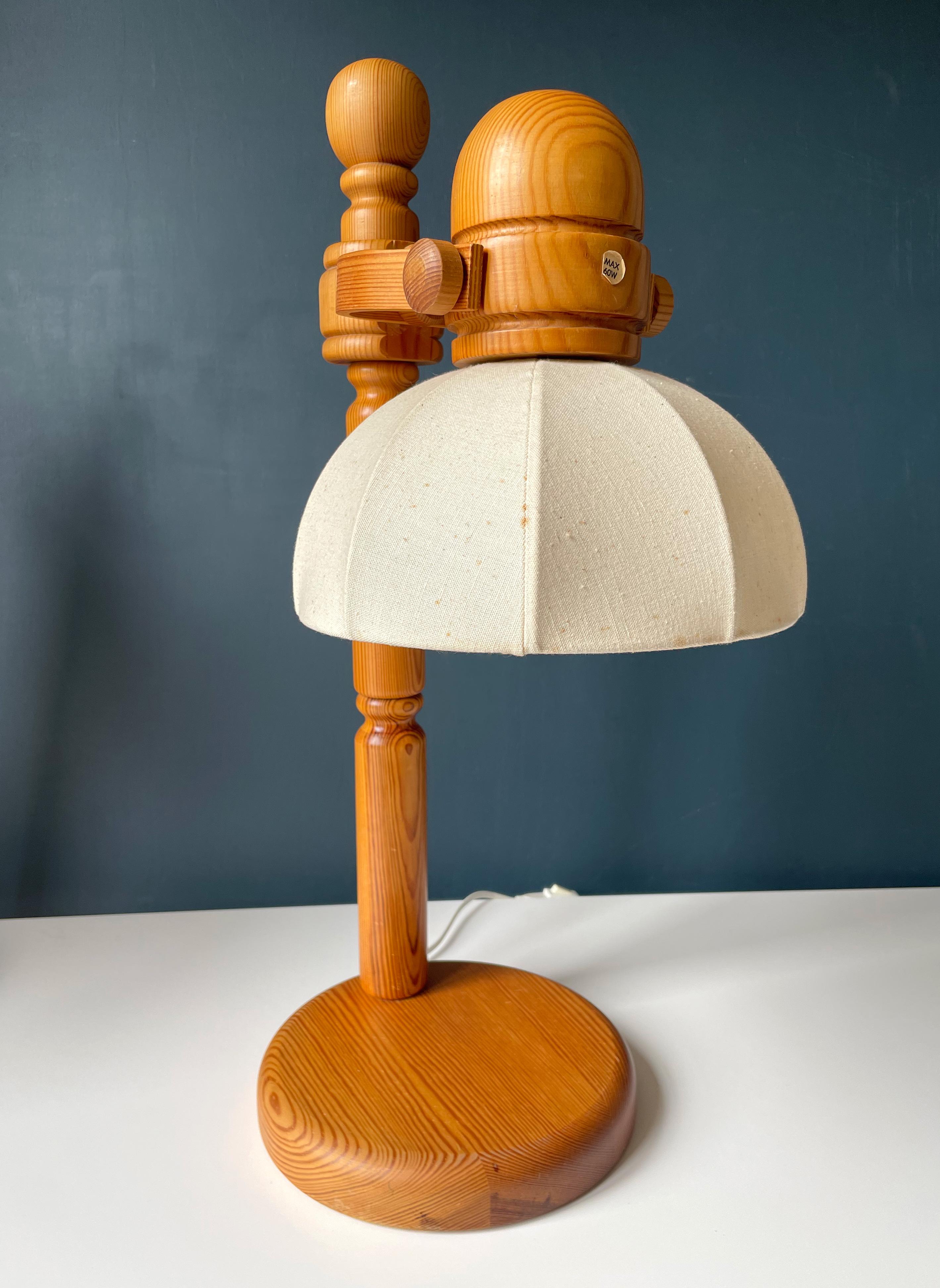 Tall Markslöjd Swedish Modern Pine Wood Table Lamps, 1960s For Sale 2