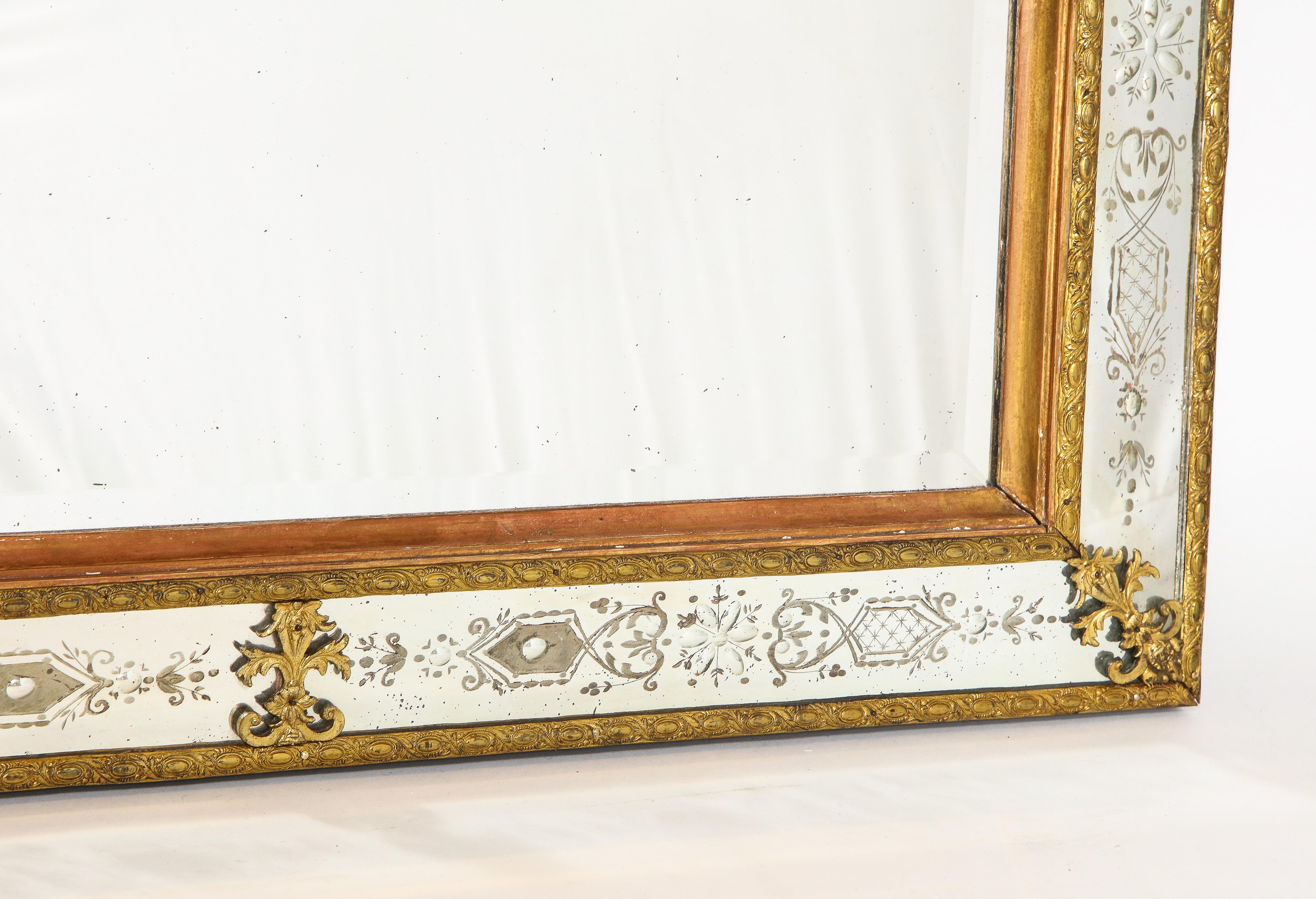 Two Swedish Ormolu-Mnt. & Hand-Etched Glass Mirrors Aft. Model by Gustav Precht For Sale 3