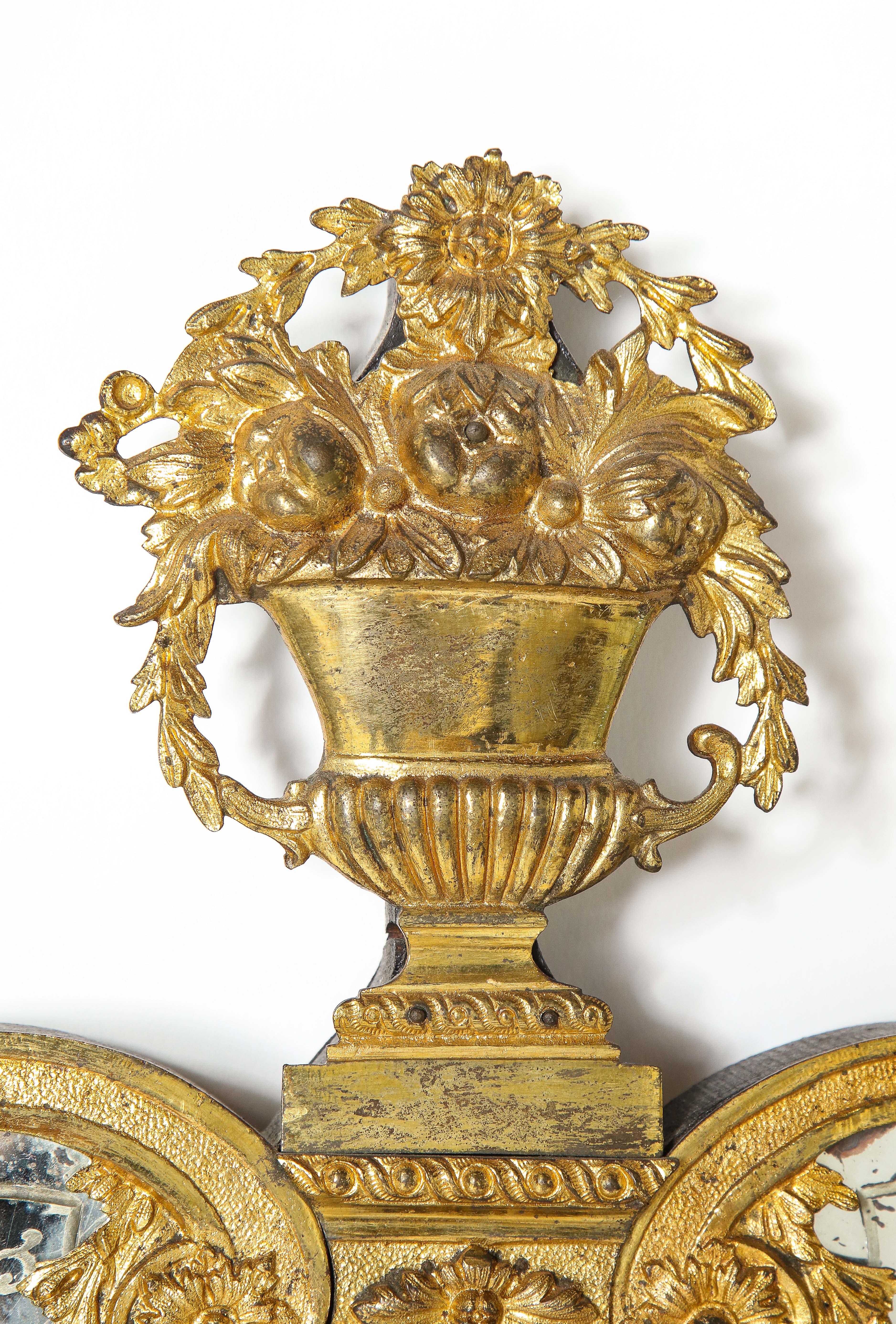 Two Swedish Ormolu-Mnt. & Hand-Etched Glass Mirrors Aft. Model by Gustav Precht For Sale 5