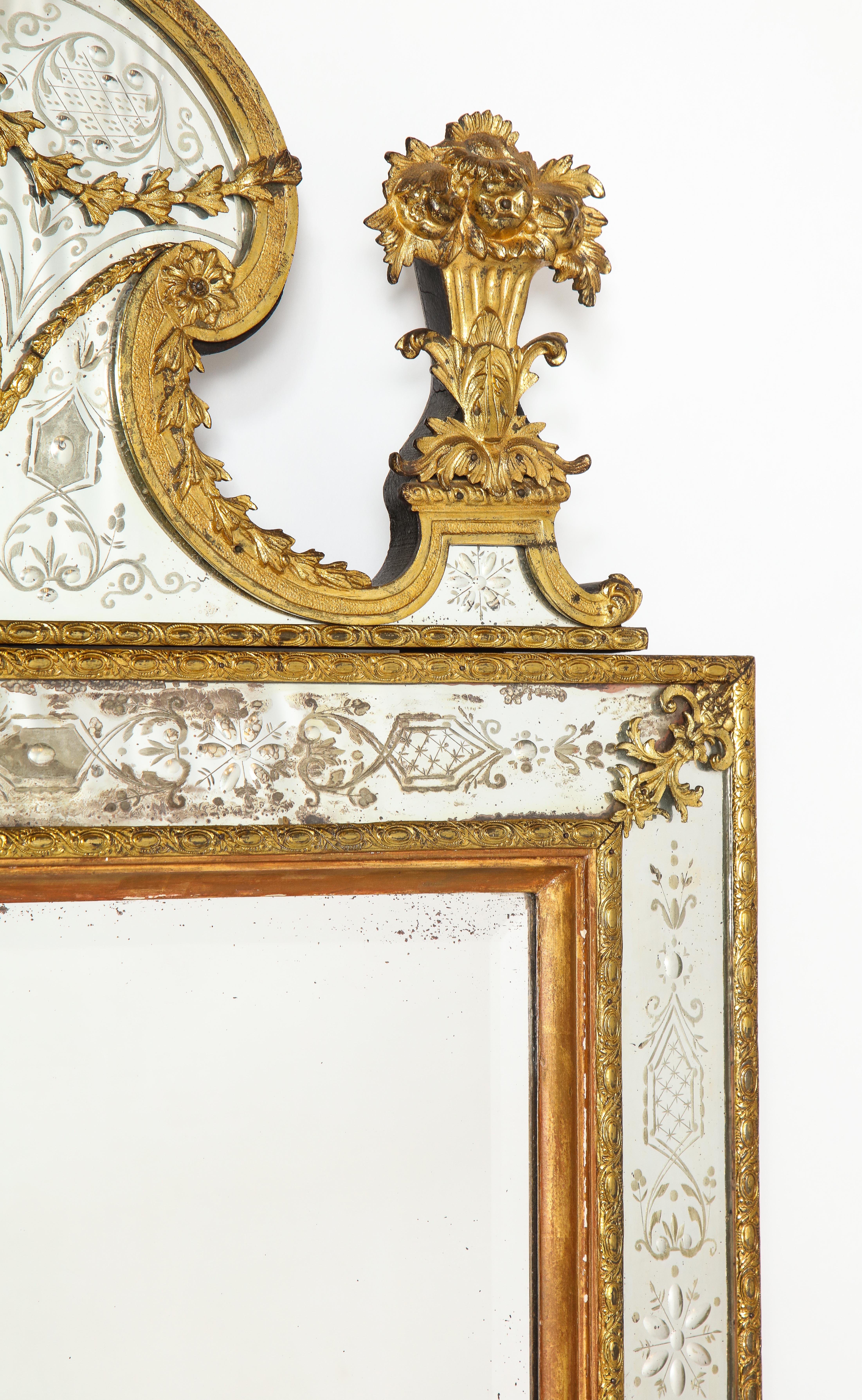 19th Century Two Swedish Ormolu-Mnt. & Hand-Etched Glass Mirrors Aft. Model by Gustav Precht For Sale