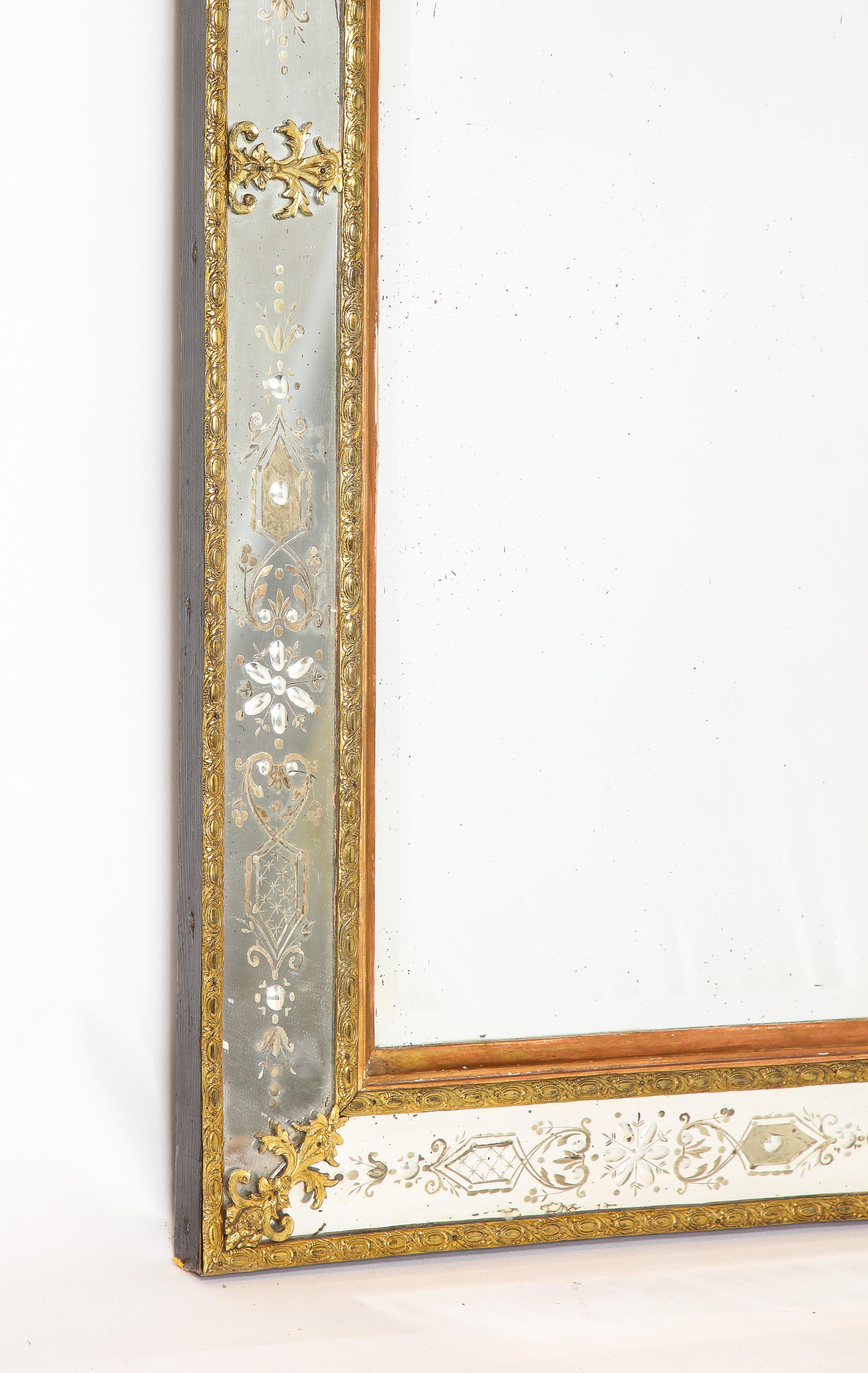 Two Swedish Ormolu-Mnt. & Hand-Etched Glass Mirrors Aft. Model by Gustav Precht For Sale 1
