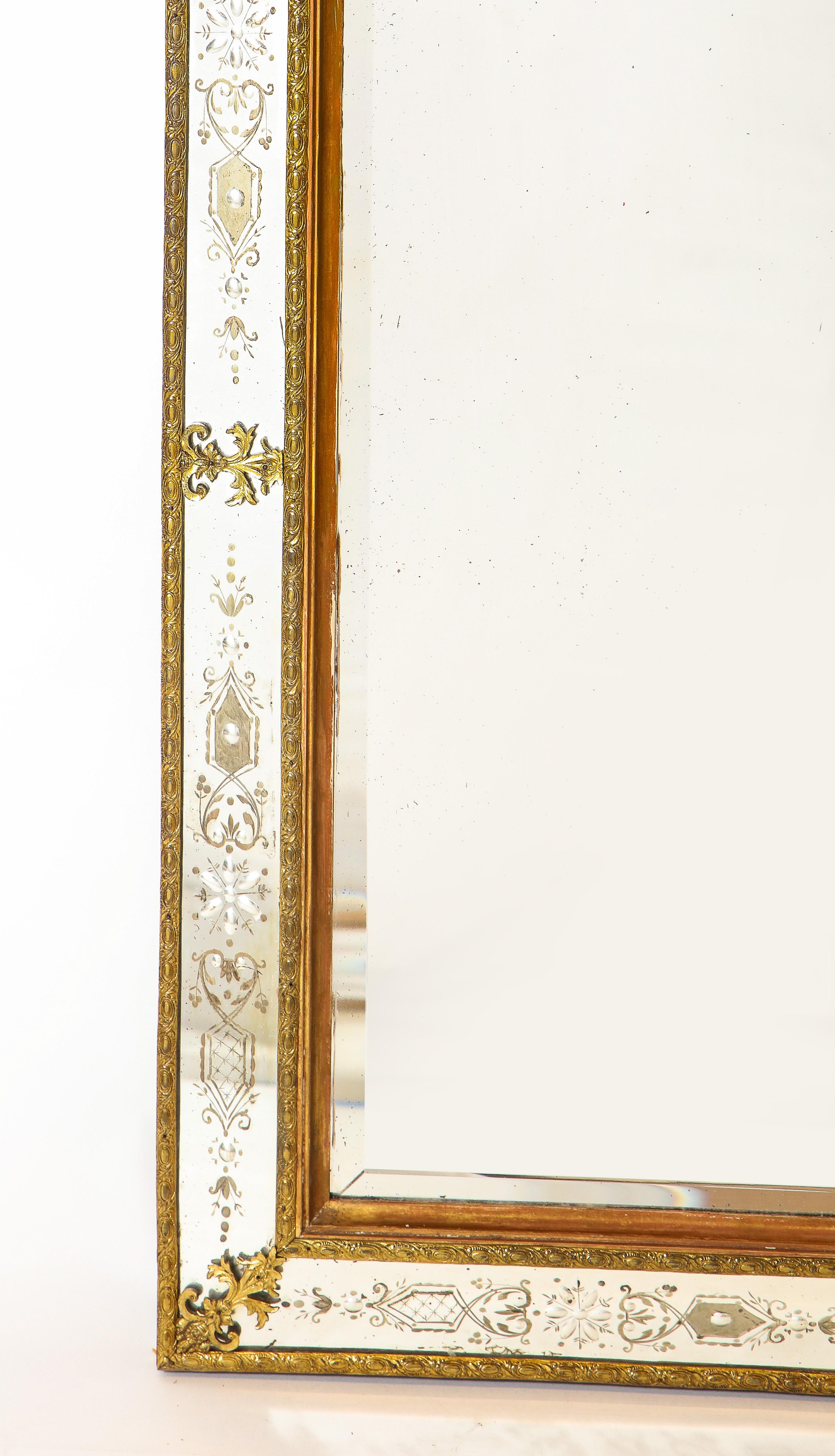 Two Swedish Ormolu-Mnt. & Hand-Etched Glass Mirrors Aft. Model by Gustav Precht For Sale 2