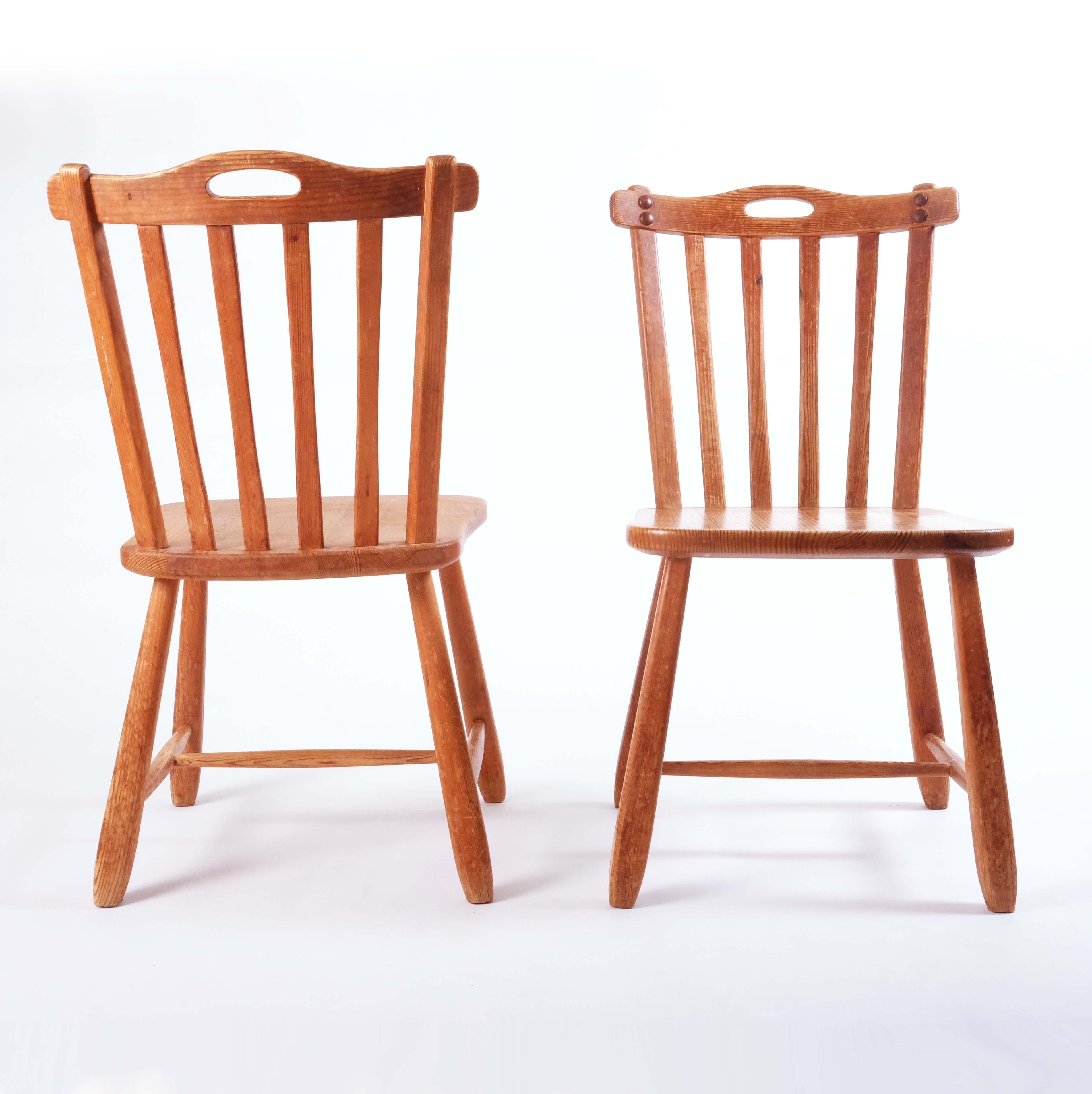 Mid-20th Century Two Swedish Sport Cabin Chairs in Pine by David Rosén for NK, Sweden
