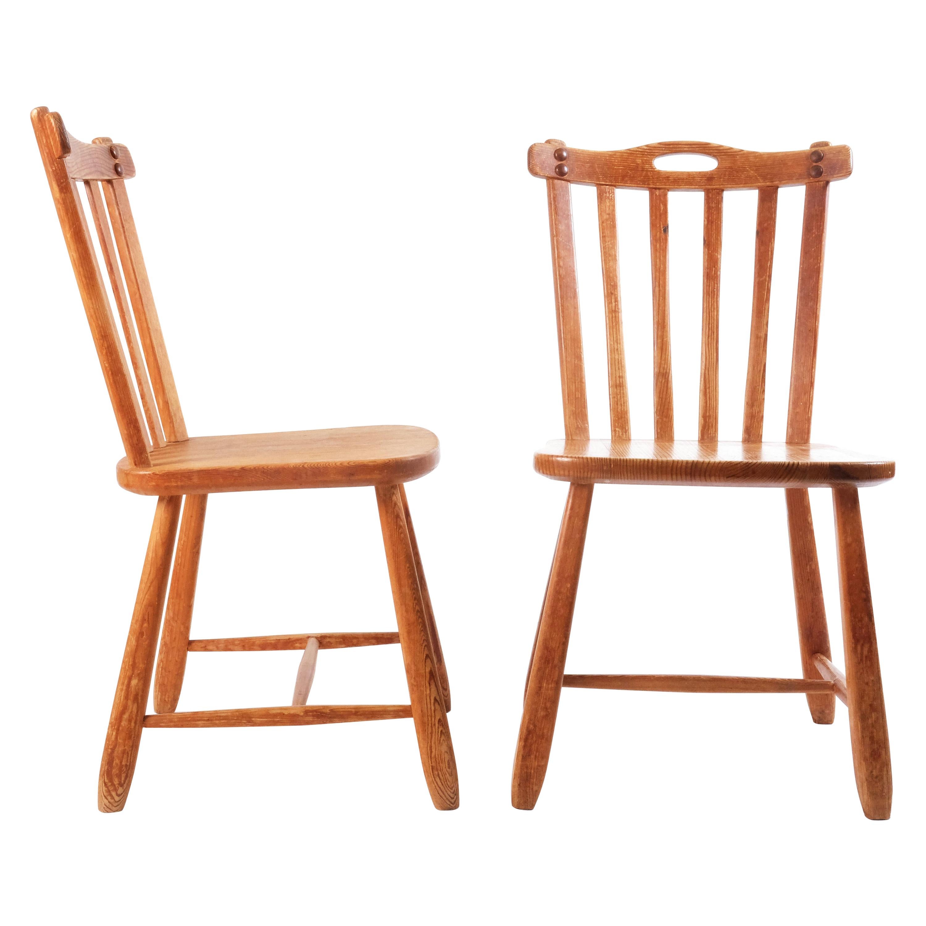 Two Swedish Sport Cabin Chairs in Pine by David Rosén for NK, Sweden