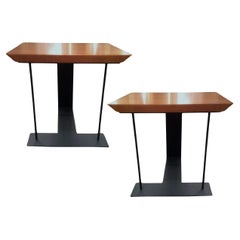 Two "T 1927" end tables by P.Chareau, Ed. Ecart International, France circa 2000