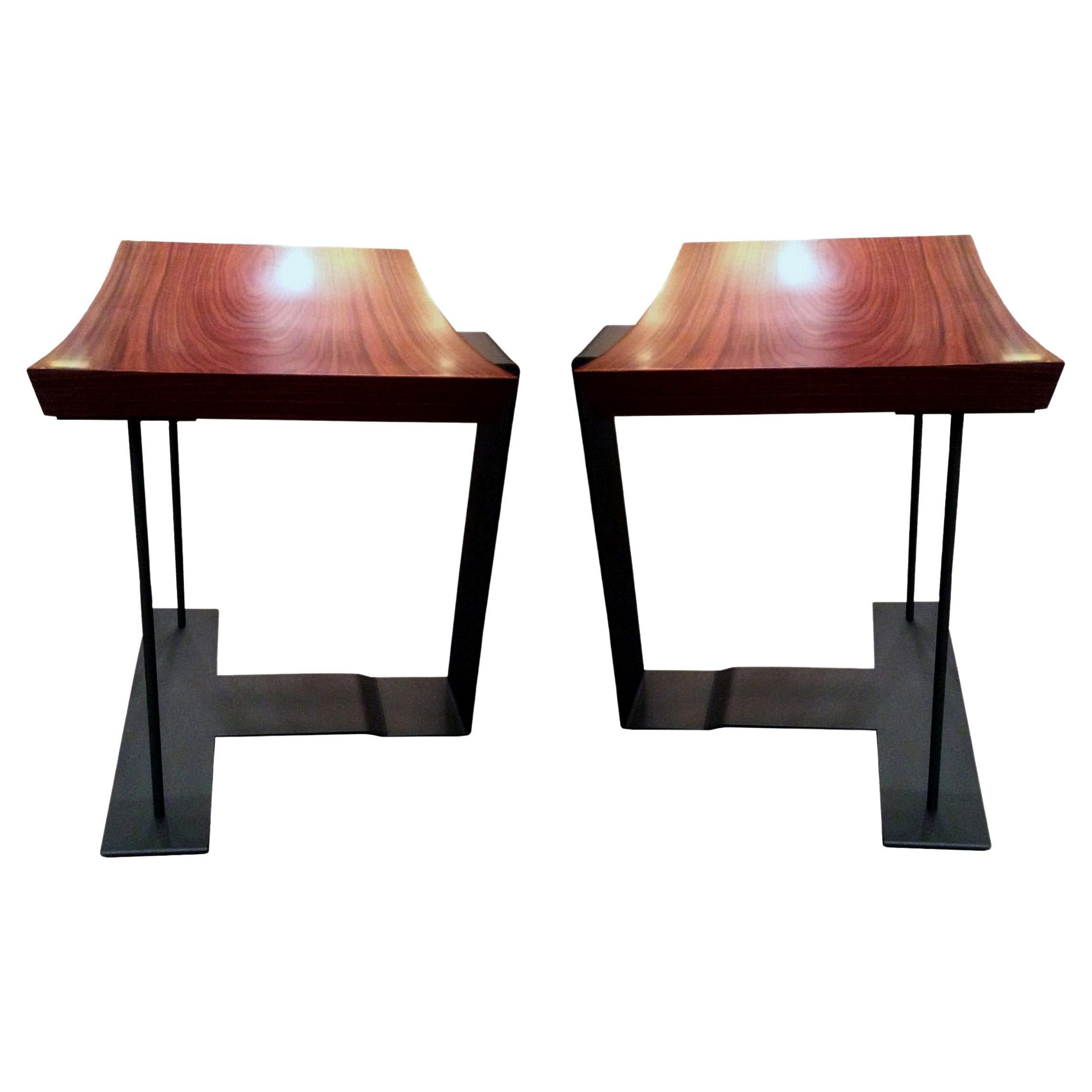 Two “T 1927” model stools, by Pierre Chareau, Ed. Ecart International, France For Sale