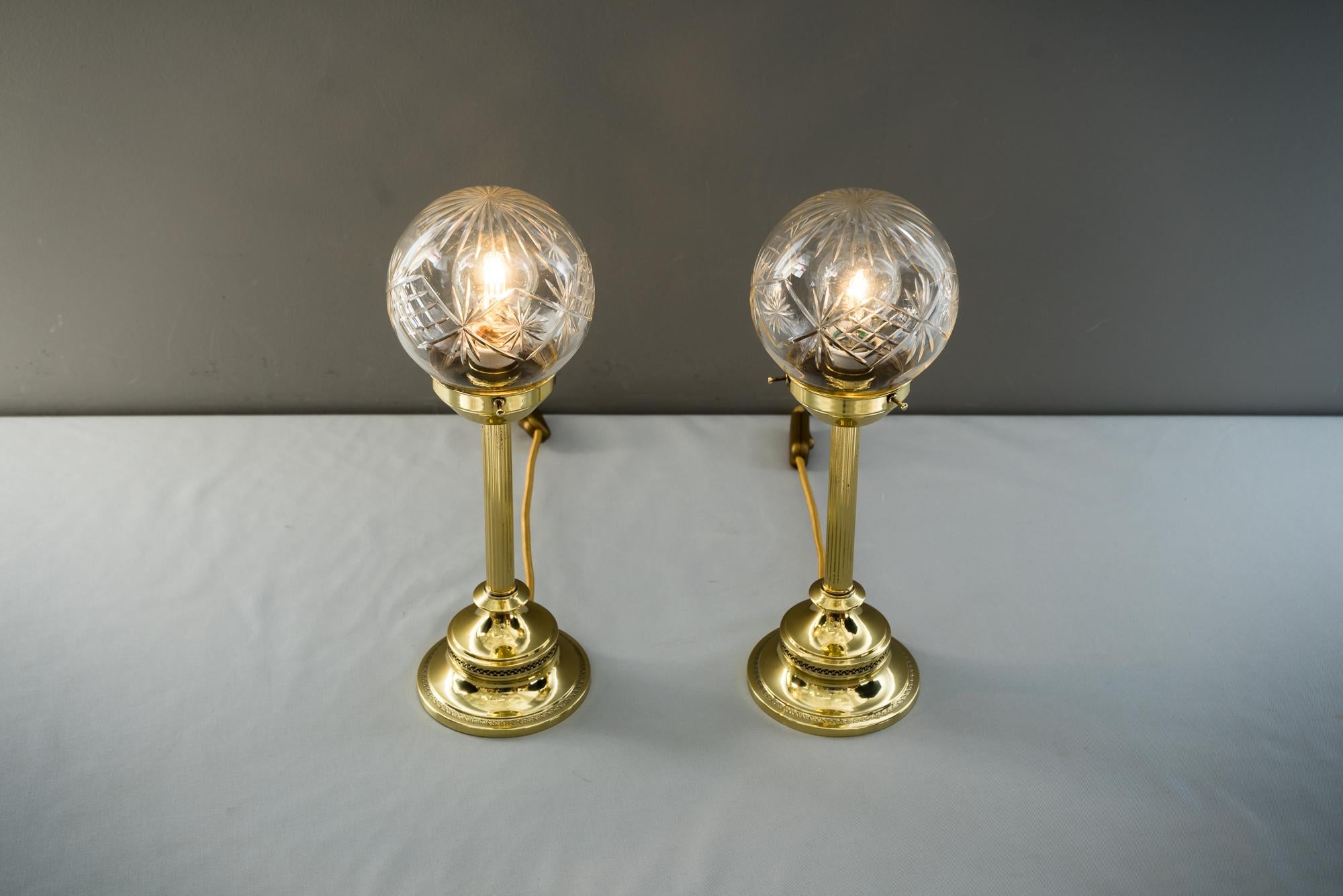 Two Table Lamps Art Deco circa 1920 with Original Glasses 2