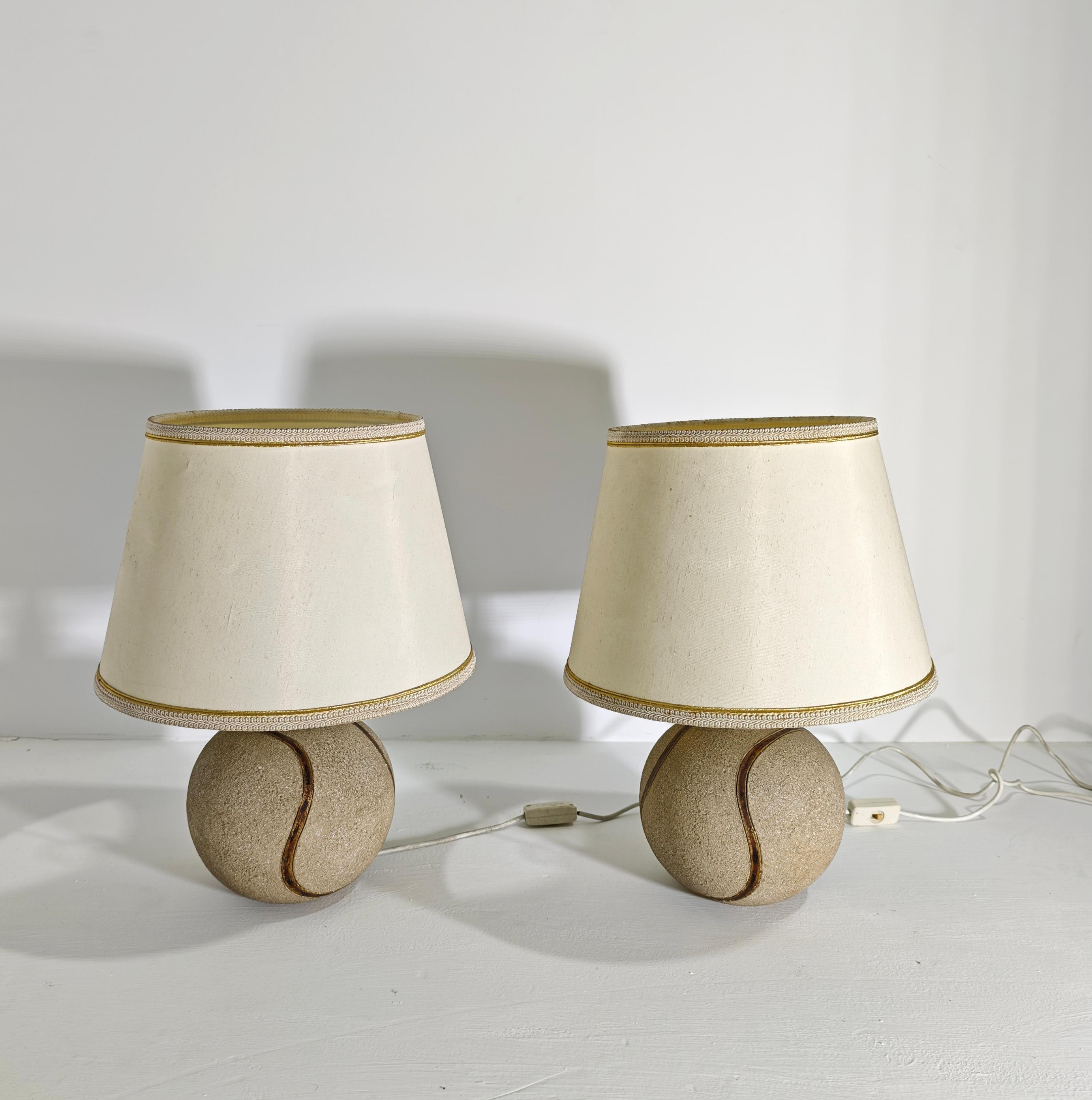 Two Table Lamps Ceramic / Stone Zaccagnini Design Italy 70s Mid-Century Modern im Angebot 3