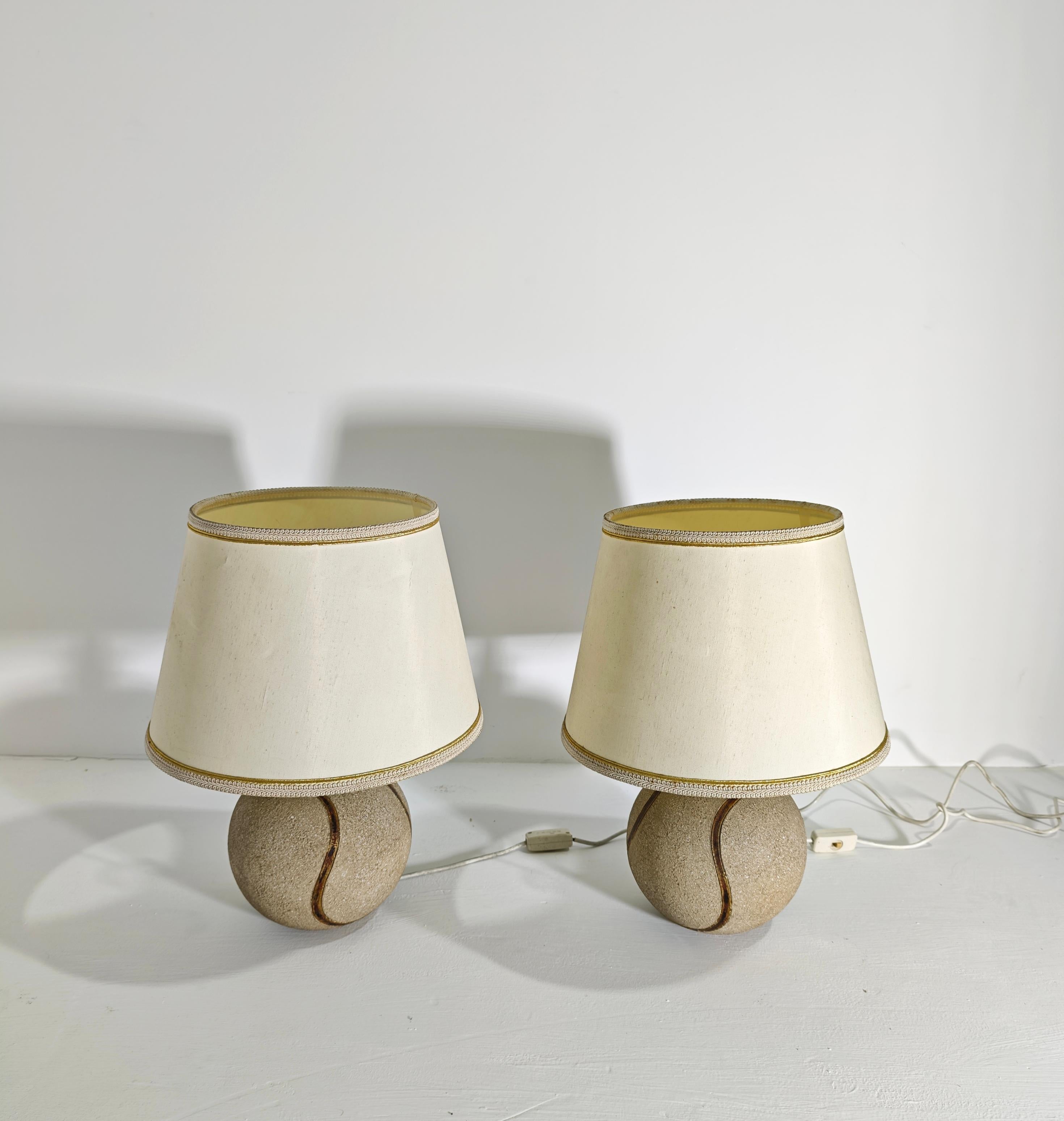 Two Table Lamps Ceramic / Stone Zaccagnini Design Italy 70s Mid-Century Modern im Angebot 5