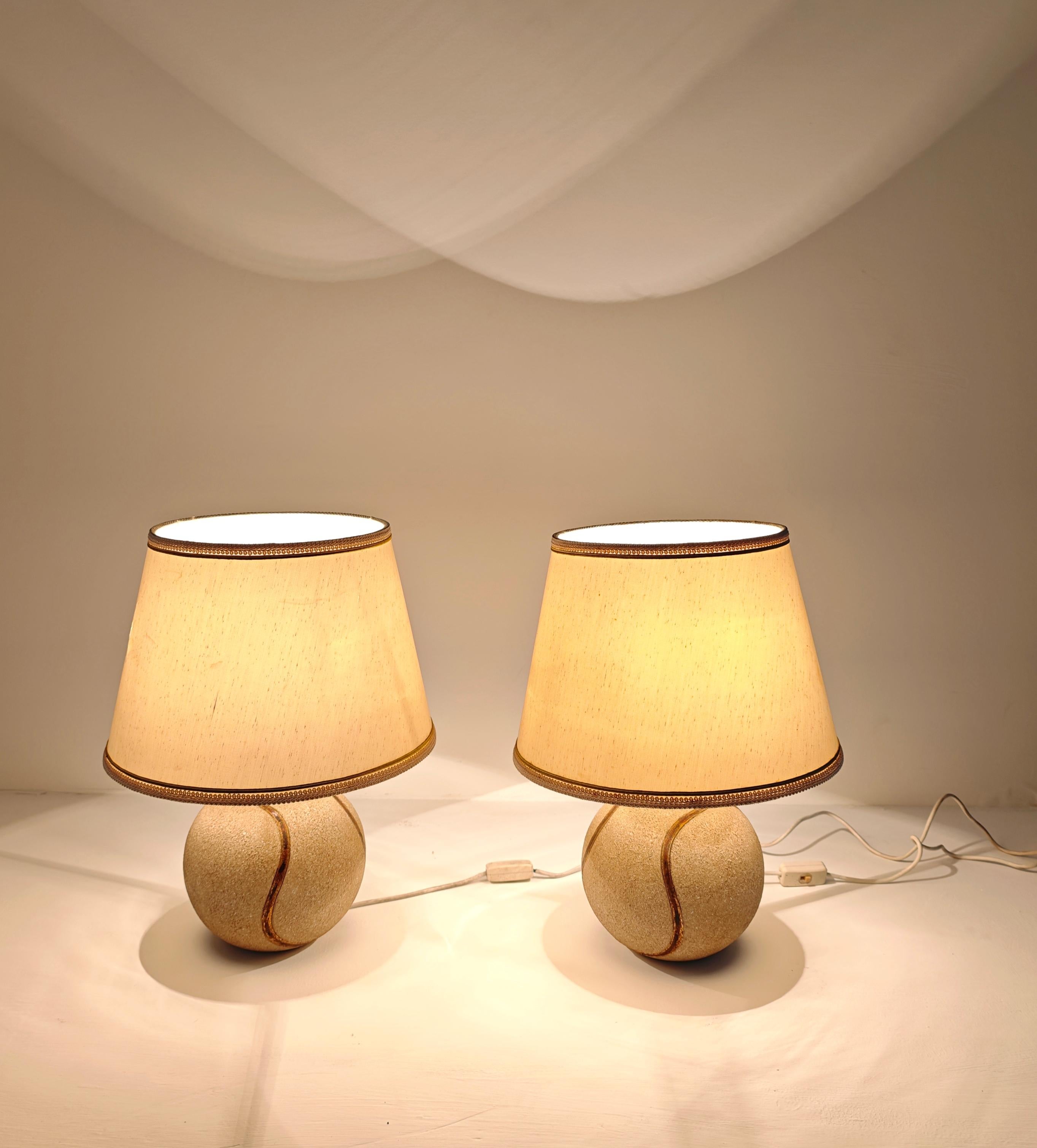 Two Table Lamps Ceramic / Stone Zaccagnini Design Italy 70s Mid-Century Modern im Angebot 6