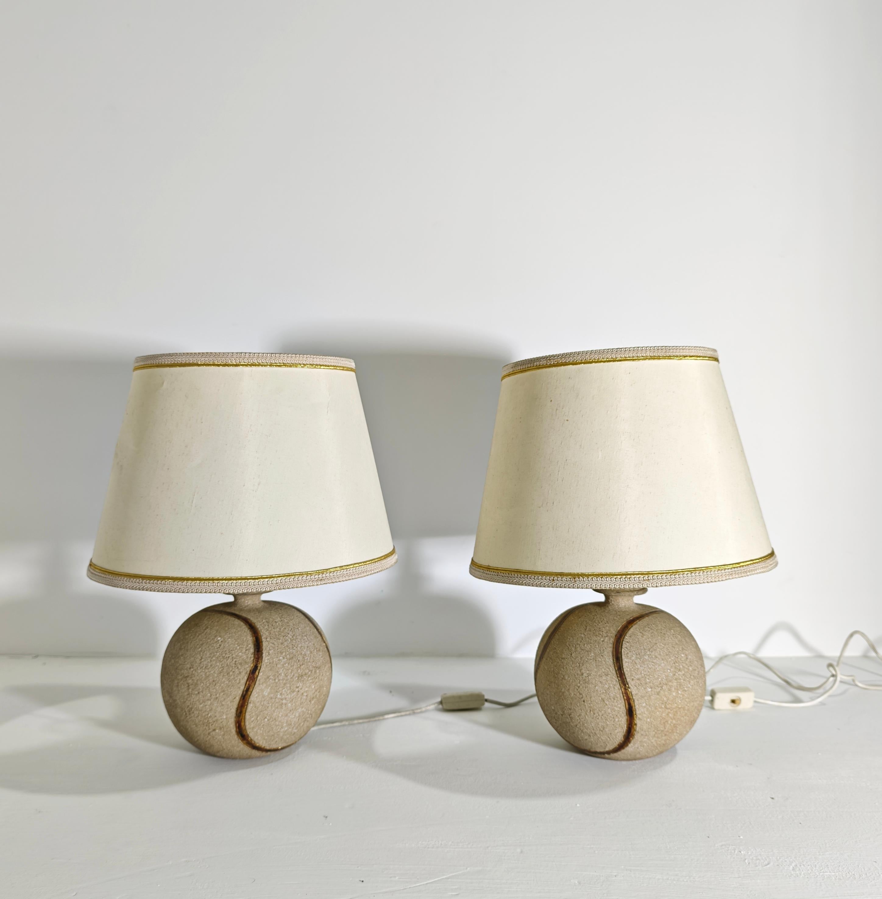 Two Table Lamps Ceramic / Stone Zaccagnini Design Italy 70s Mid-Century Modern im Angebot 7