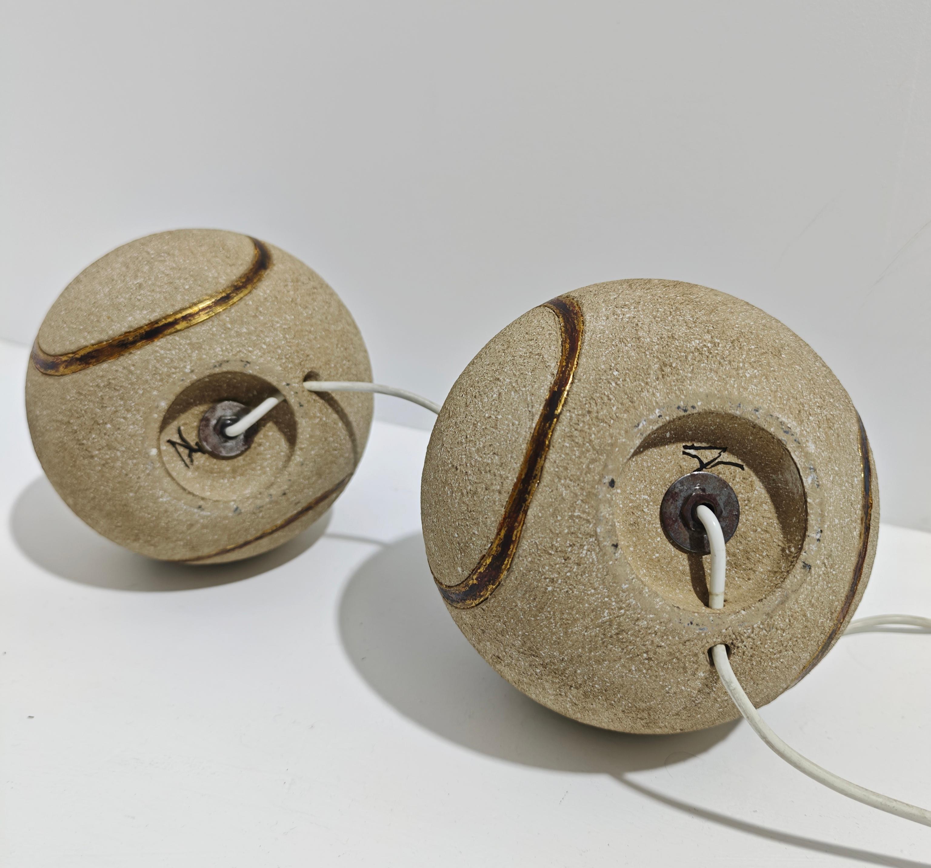 Two Table Lamps Ceramic / Stone Zaccagnini Design Italy 70s Mid-Century Modern (Moderne der Mitte des Jahrhunderts) im Angebot