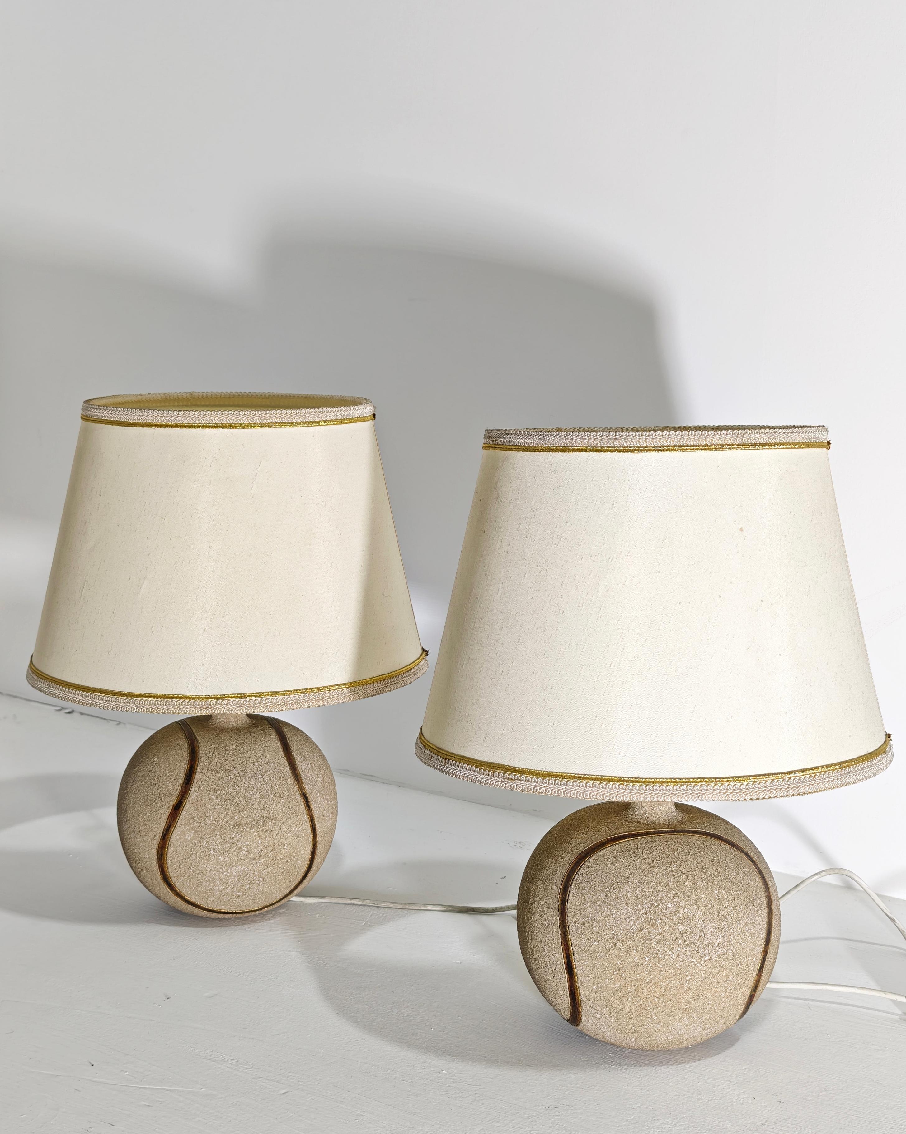 Two Table Lamps Ceramic / Stone Zaccagnini Design Italy 70s Mid-Century Modern (Italienisch) im Angebot