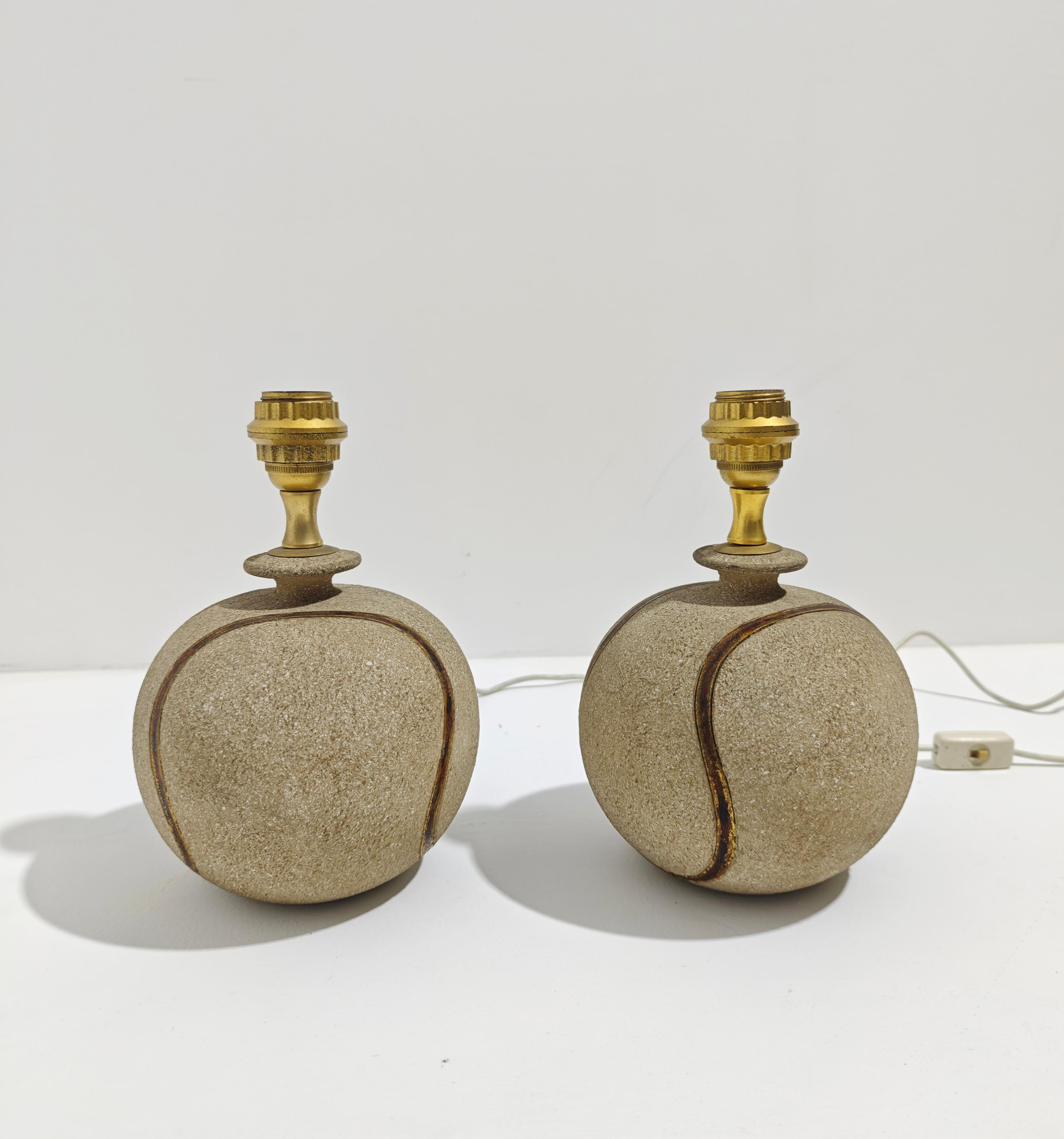 Two Table Lamps Ceramic / Stone Zaccagnini Design Italy 70s Mid-Century Modern im Zustand „Hervorragend“ im Angebot in Palermo, IT