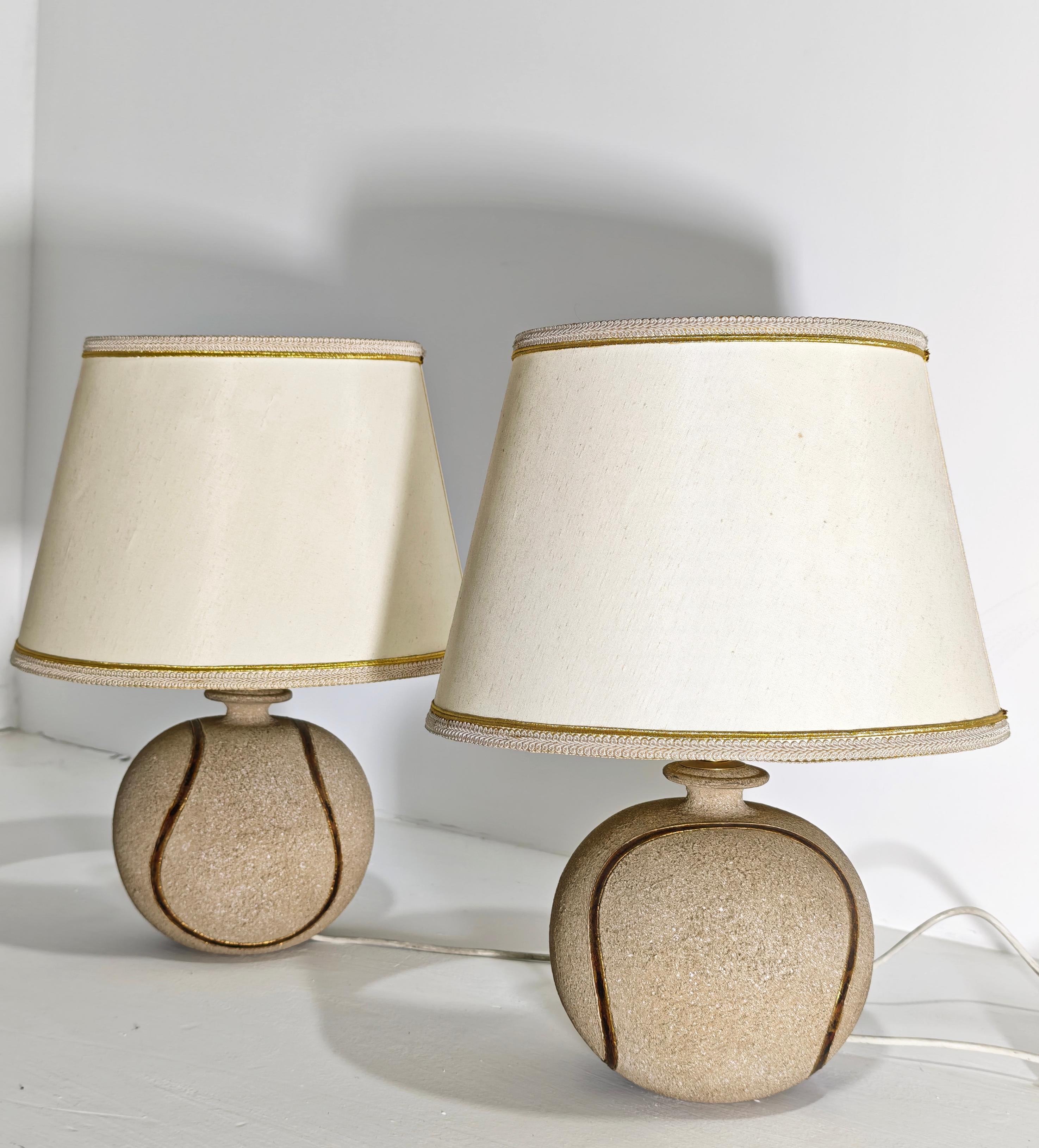 Two Table Lamps Ceramic / Stone Zaccagnini Design Italy 70s Mid-Century Modern (Ende des 20. Jahrhunderts) im Angebot