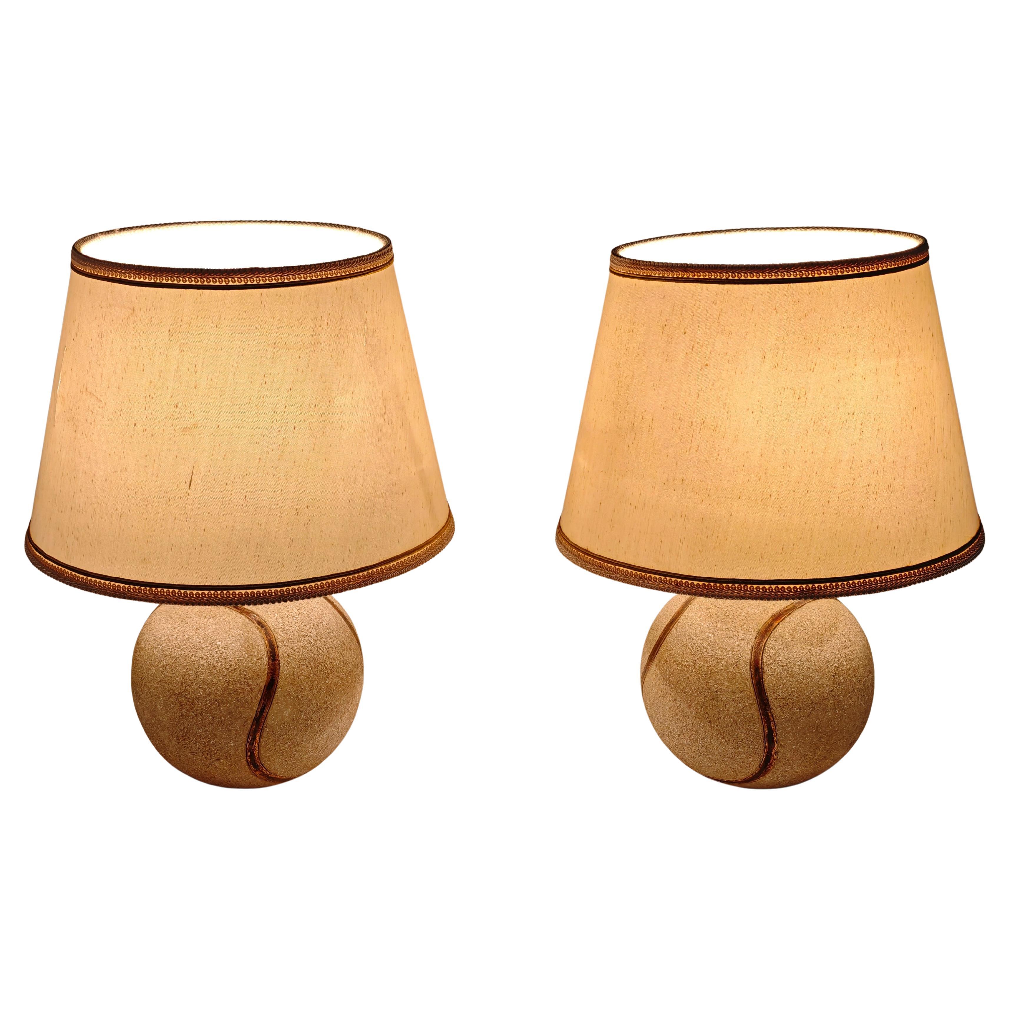 Two Table Lamps Ceramic / Stone Zaccagnini Design Italy 70s Mid-Century Modern im Angebot