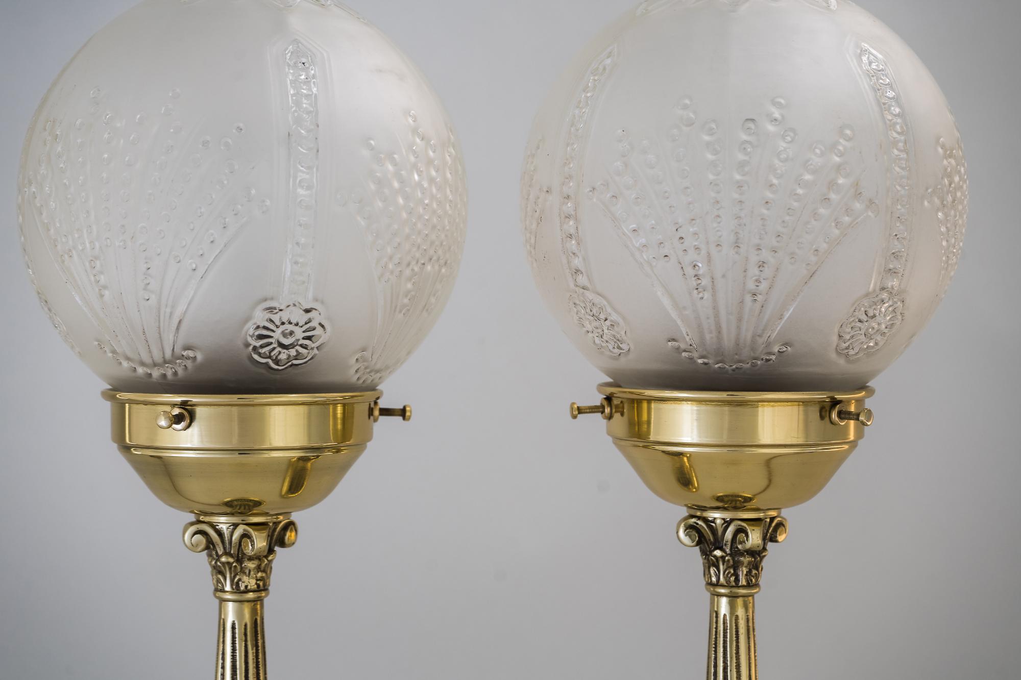 Glass Two Table Lamps, Vienna, circa 1920s