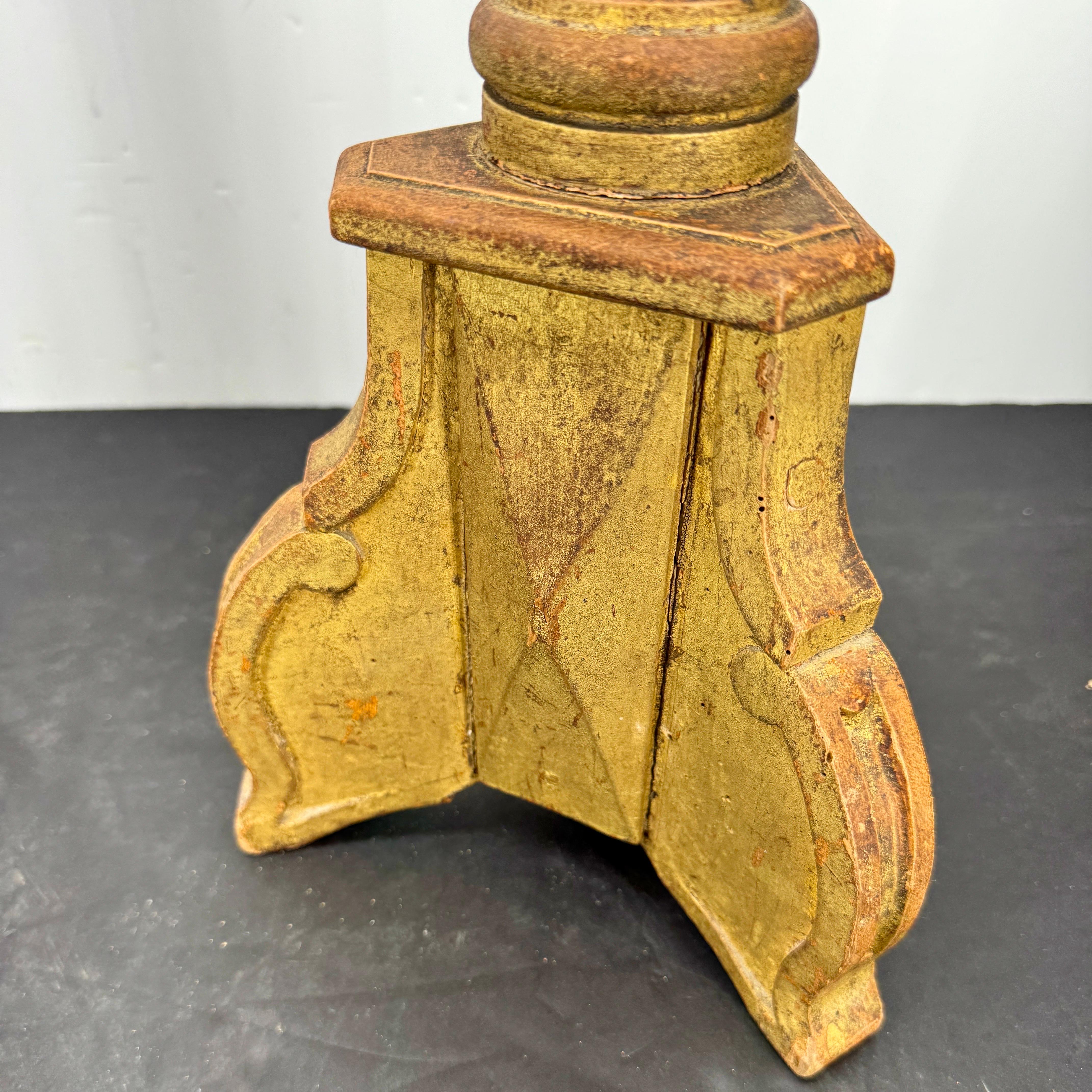 Two Tall Italian Gold Gilded Pricket Alter Candlesticks For Sale 4