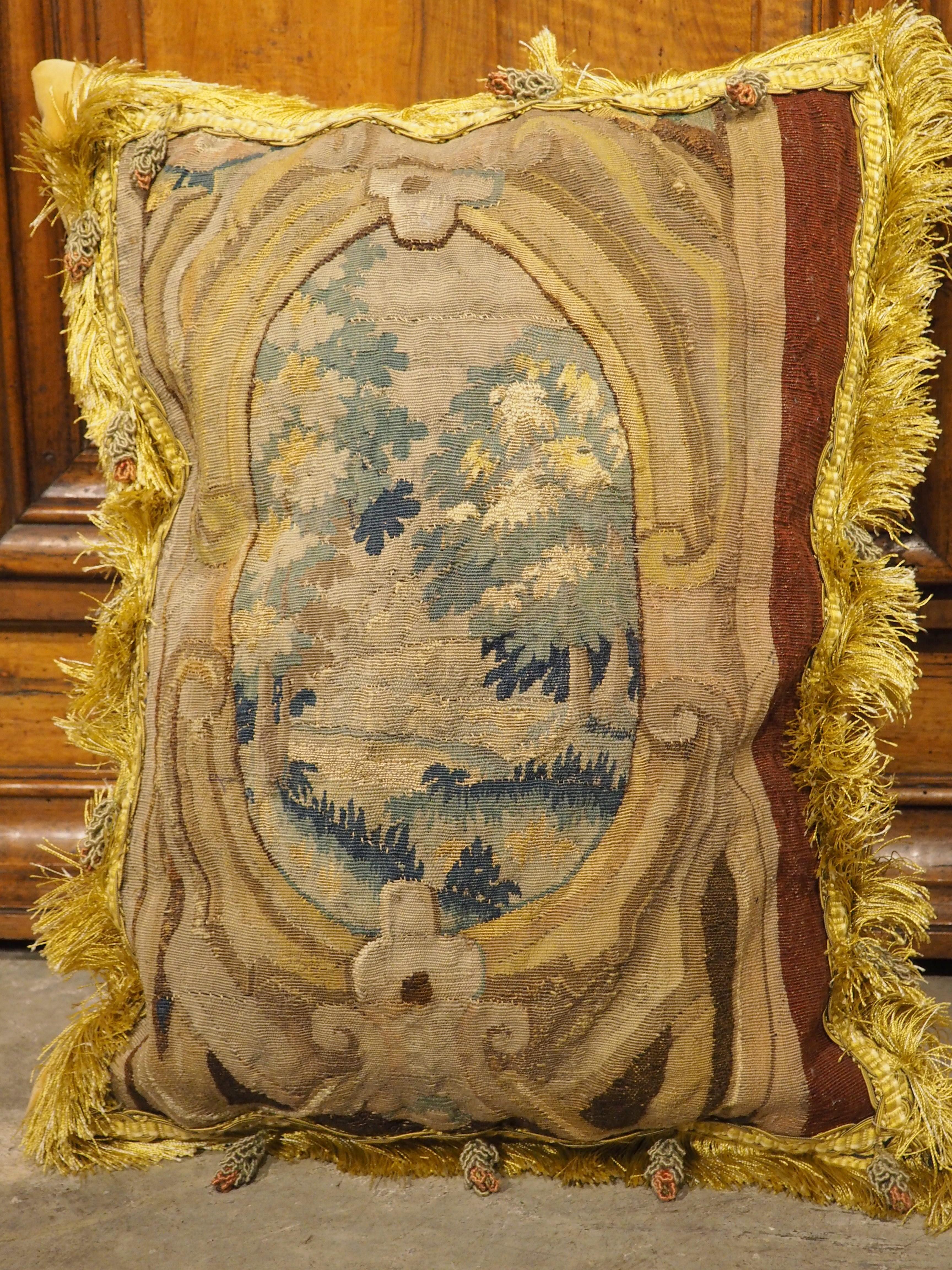 Belgian Two Tapestry Pillows from 17th Century Audenarde Fragments