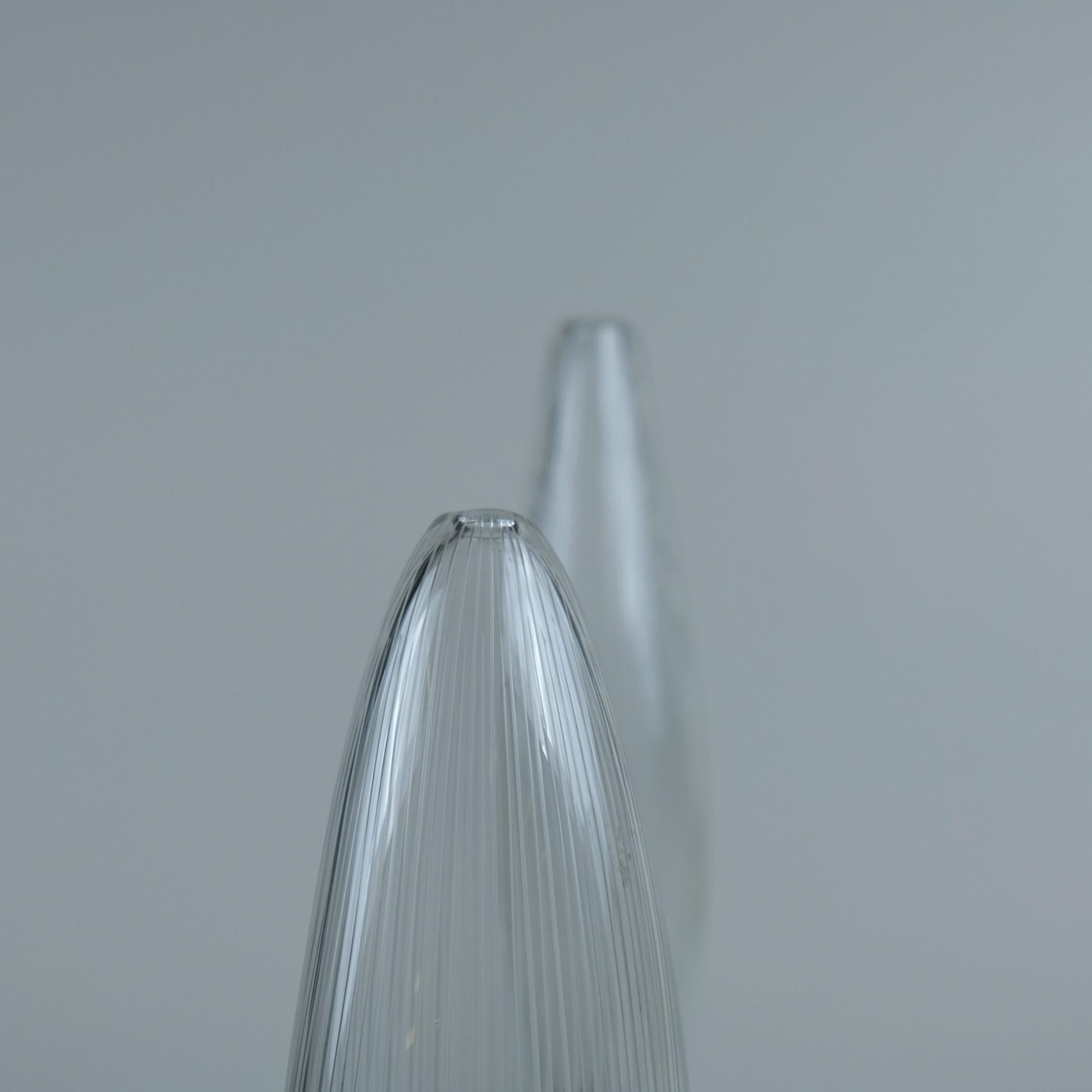 Mid-Century Modern Two Tapio Wirkkala Line-engraved Glass Art Pieces Model 3561, Iittala, 1950s For Sale