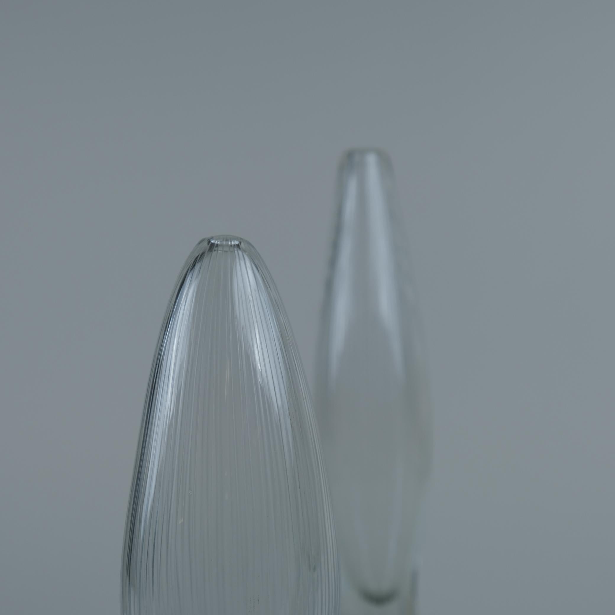 Finnish Two Tapio Wirkkala Line-engraved Glass Art Pieces Model 3561, Iittala, 1950s For Sale