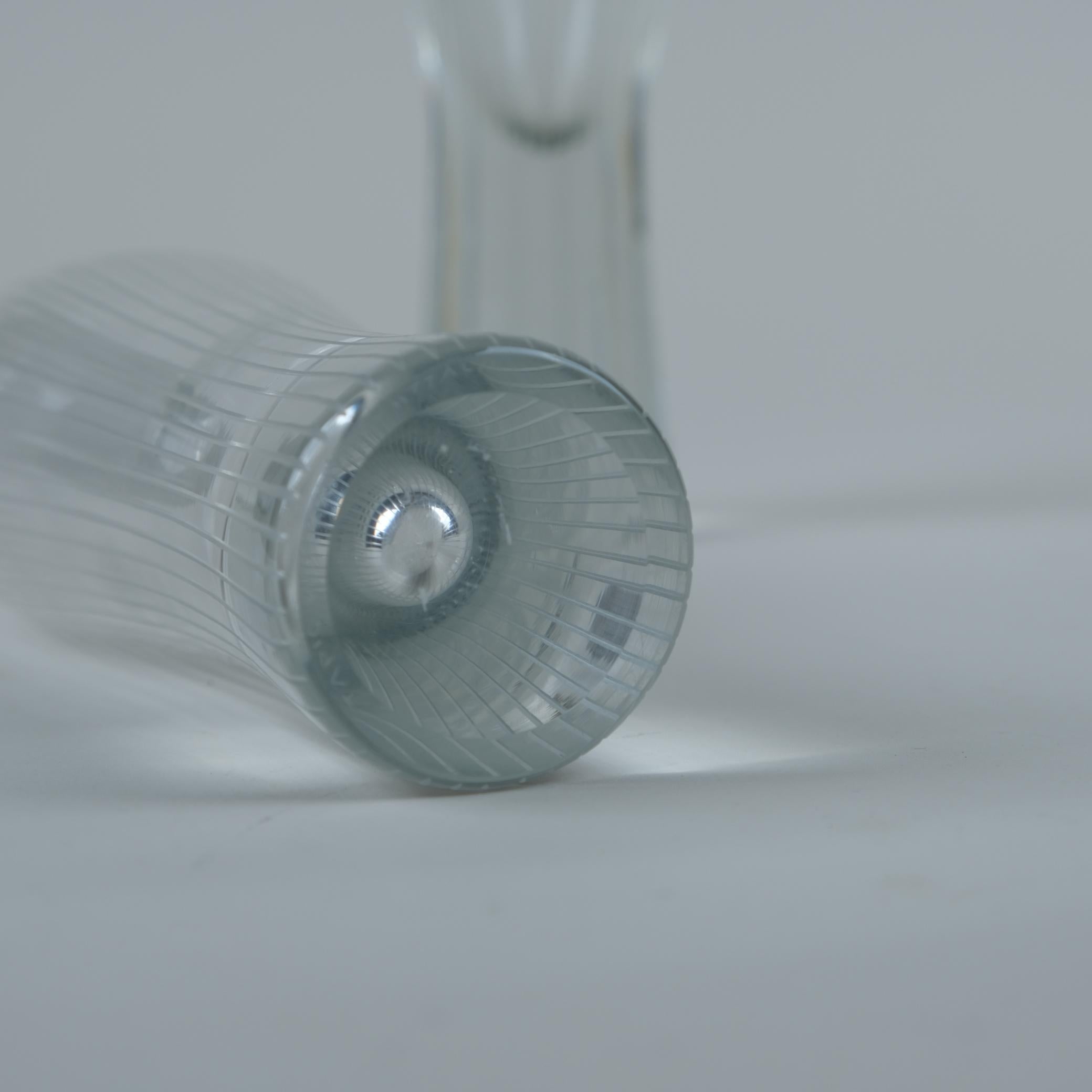 Mid-20th Century Two Tapio Wirkkala Line-engraved Glass Art Pieces Model 3561, Iittala, 1950s For Sale