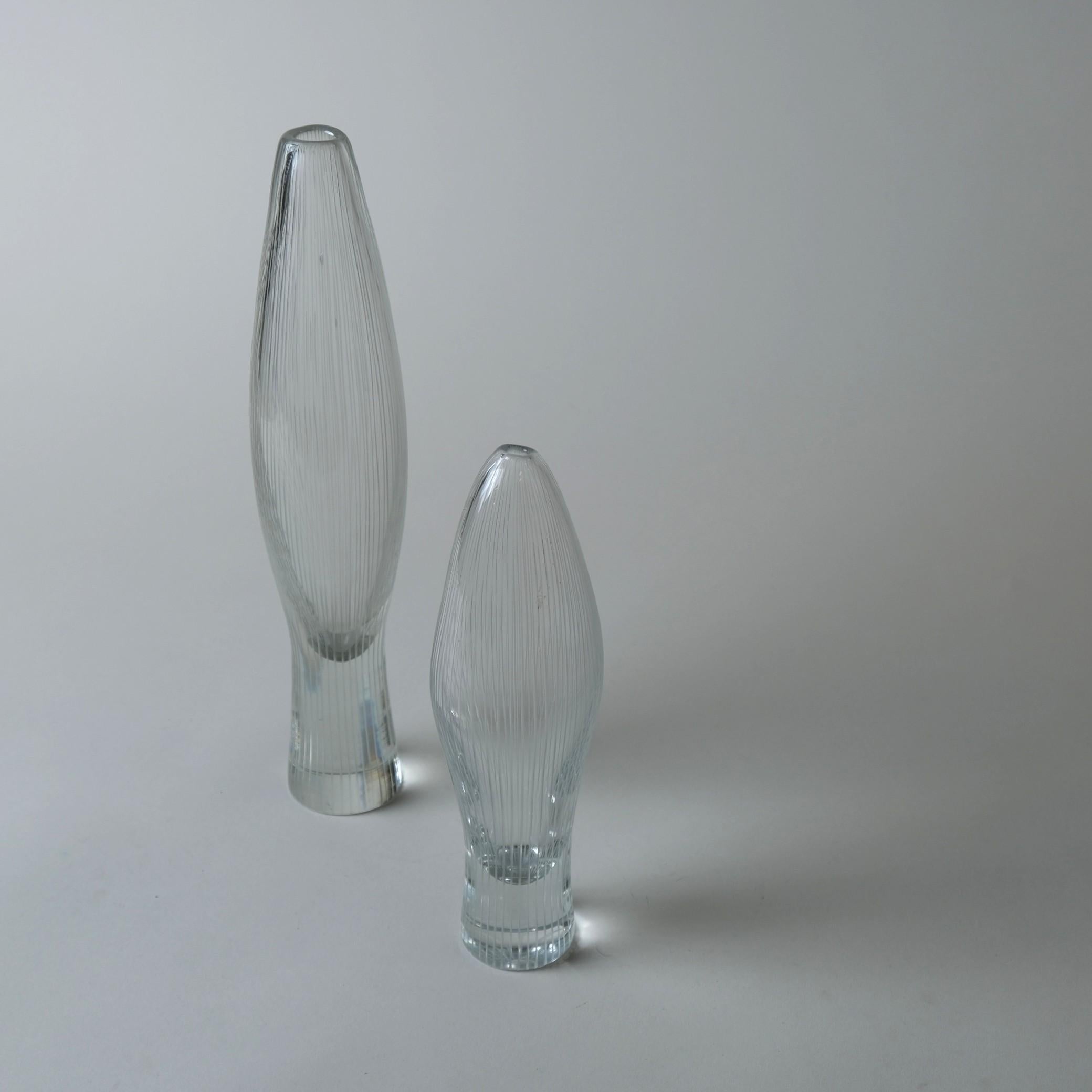 Two Tapio Wirkkala Line-engraved Glass Art Pieces Model 3561, Iittala, 1950s For Sale 2