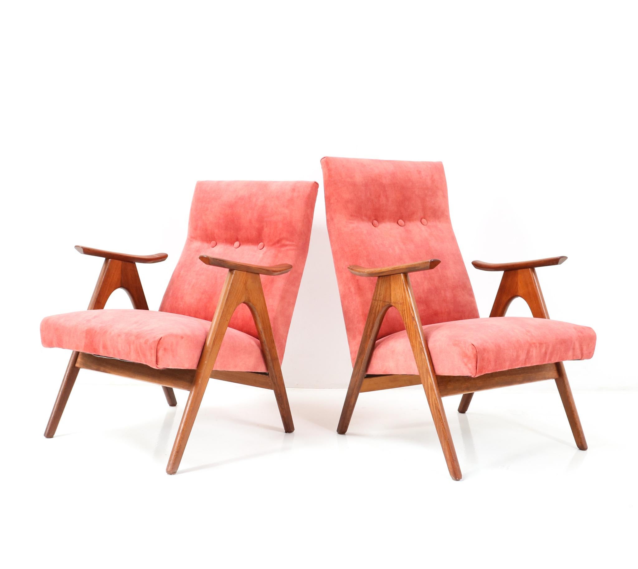 European Two Teak Mid-Century Modern Lounge Chairs, 1960s