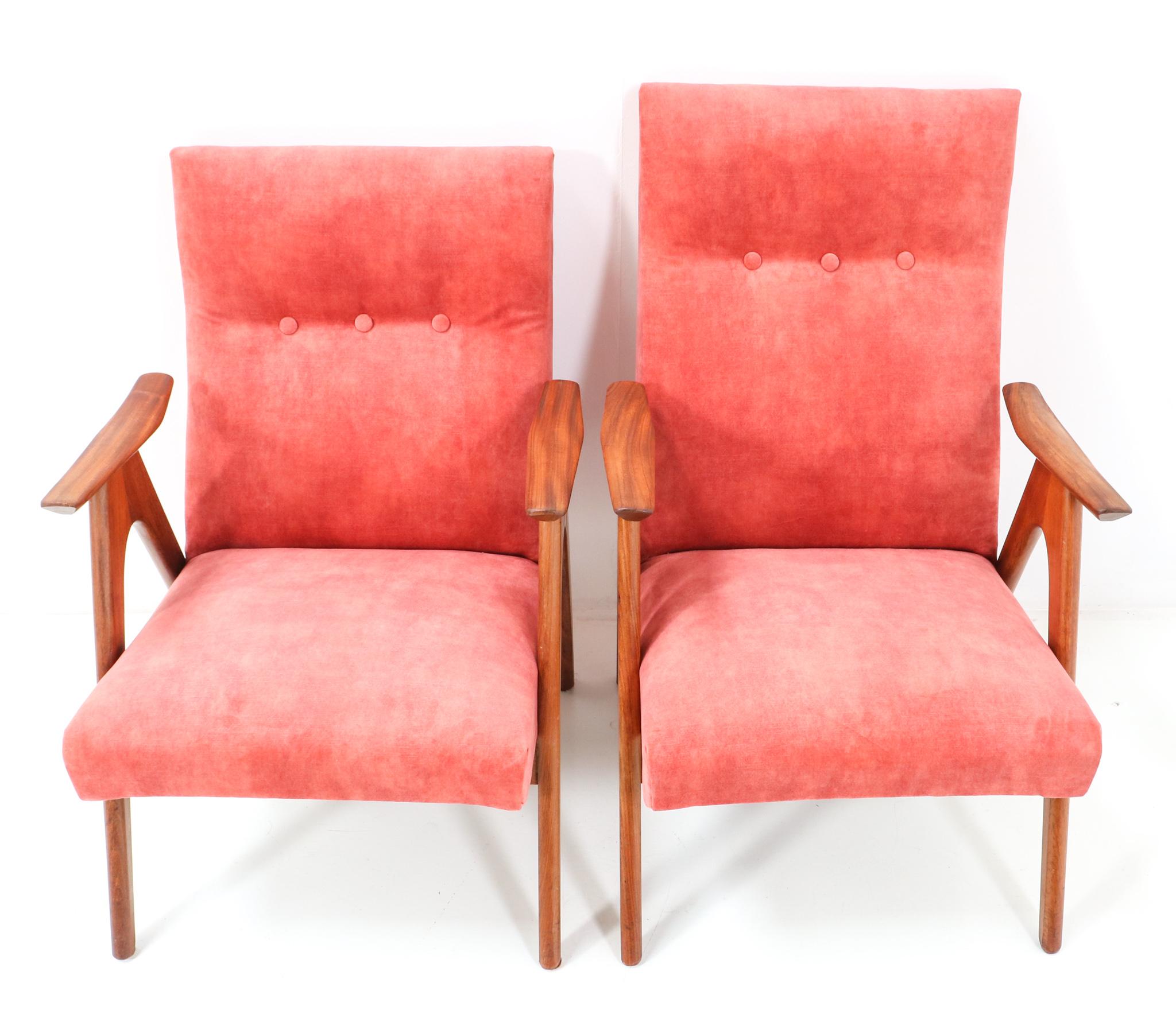 Mid-20th Century Two Teak Mid-Century Modern Lounge Chairs, 1960s