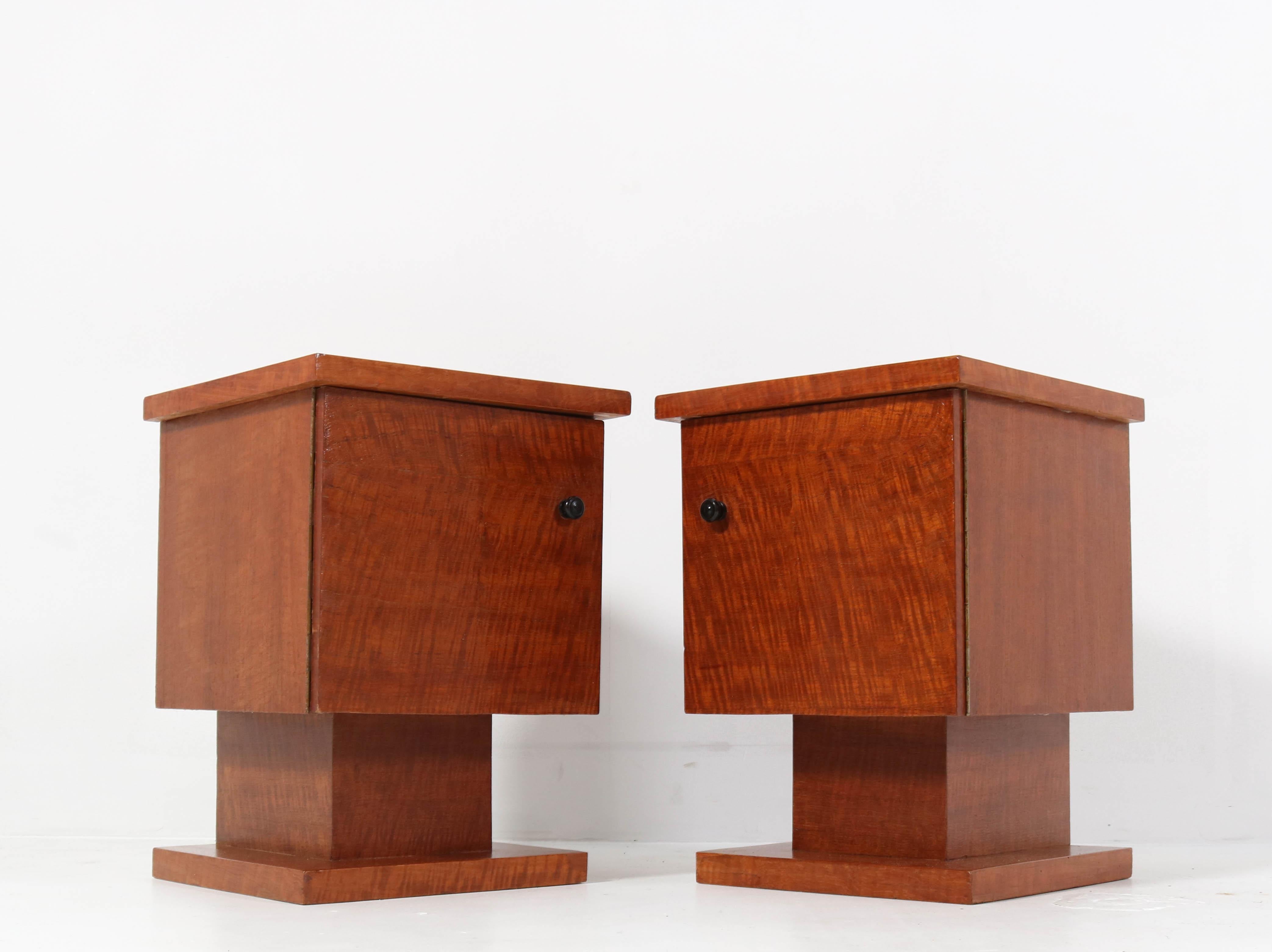 Dutch Two Teak Mid-Century Modern Nightstands or Bedside Tables, 1959