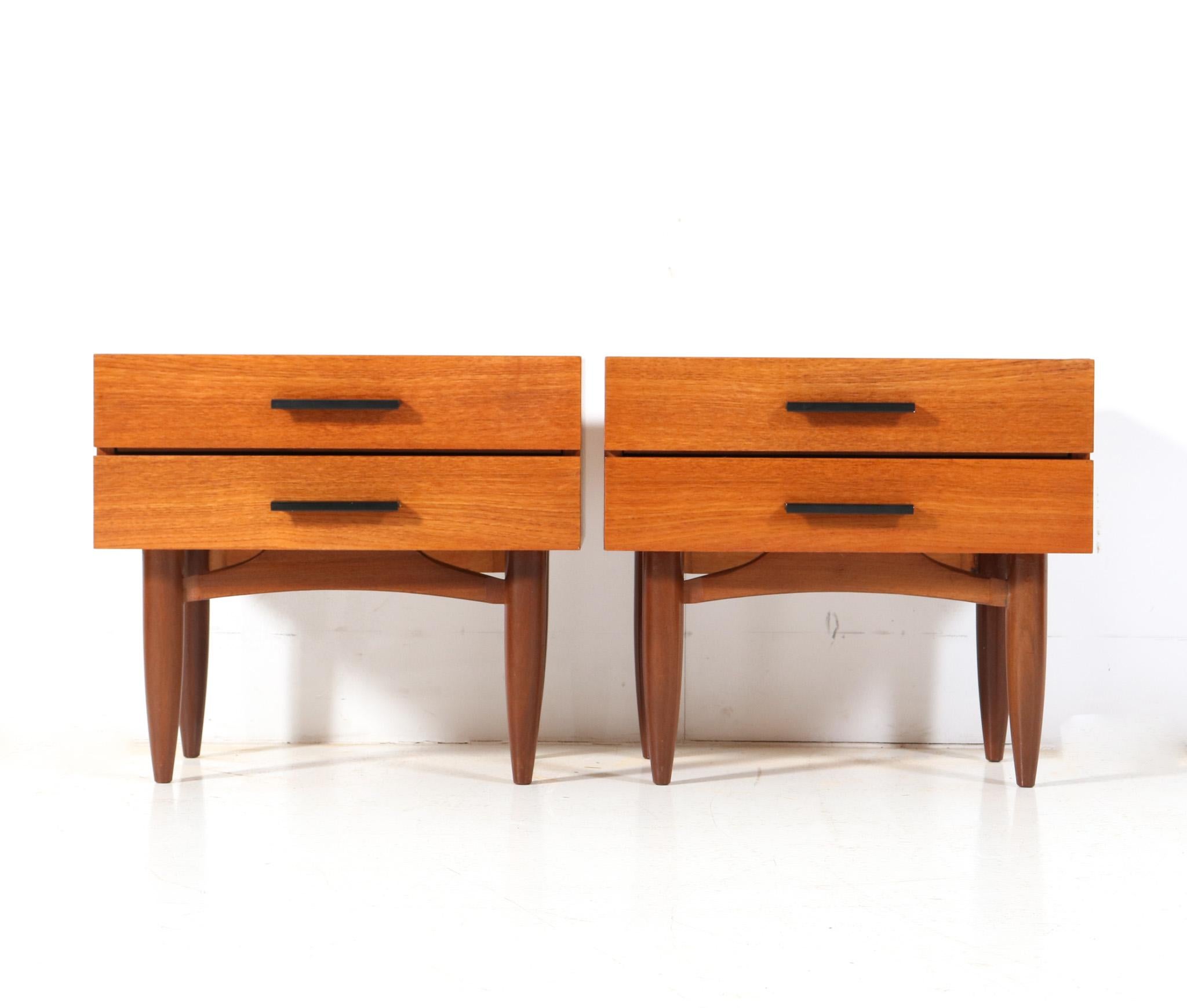 Dutch Two Teak Mid-Century Modern Nightstands or Bedside Tables, 1960s