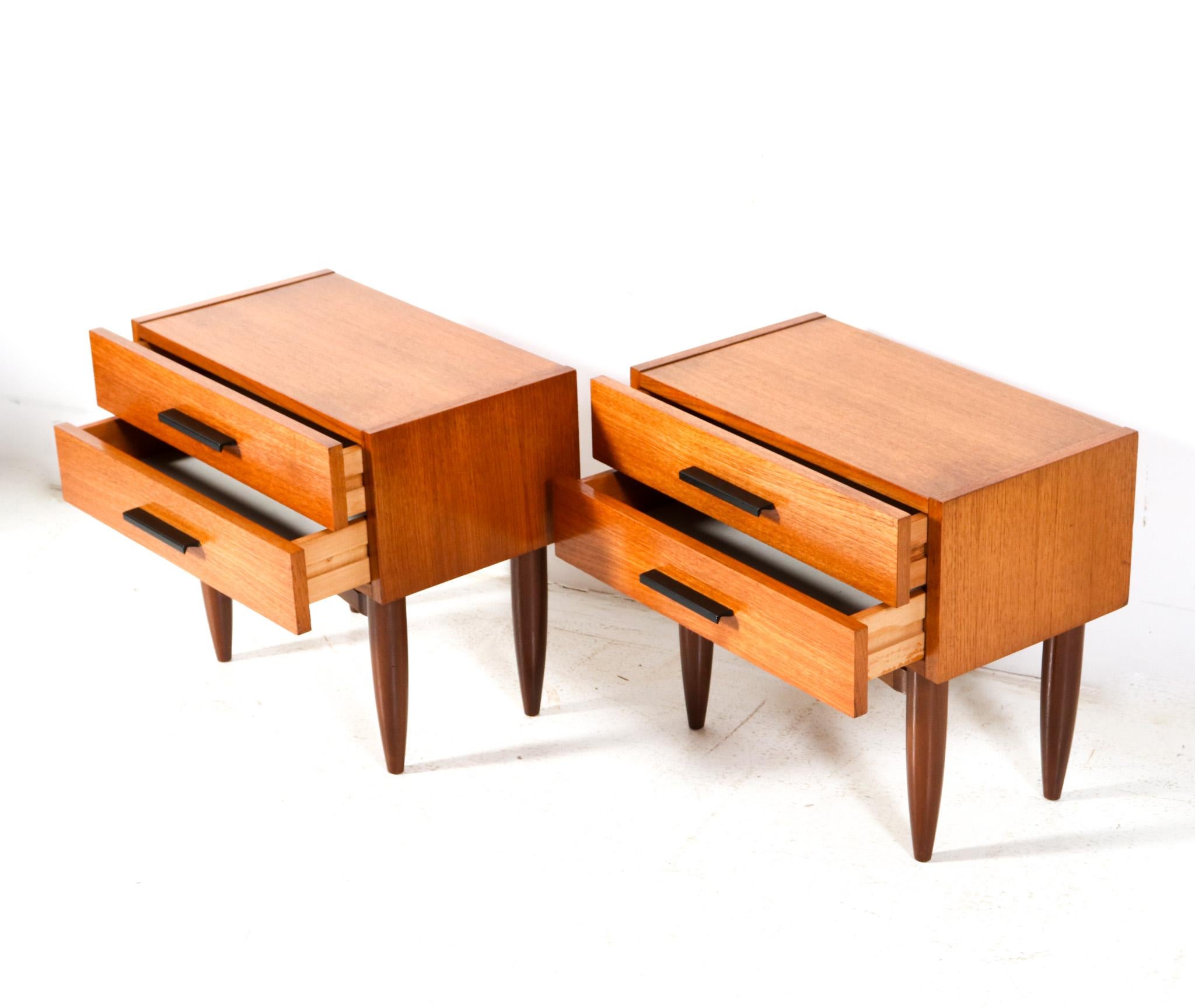 Mid-20th Century Two Teak Mid-Century Modern Nightstands or Bedside Tables, 1960s