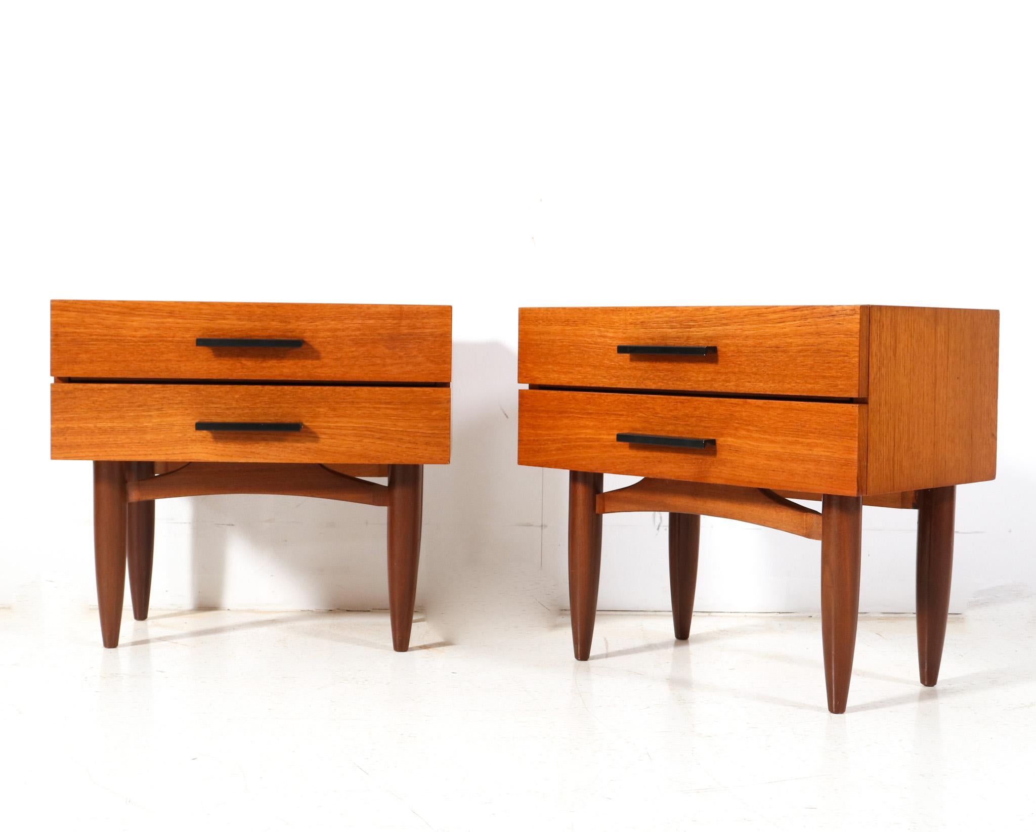Two Teak Mid-Century Modern Nightstands or Bedside Tables, 1960s 1
