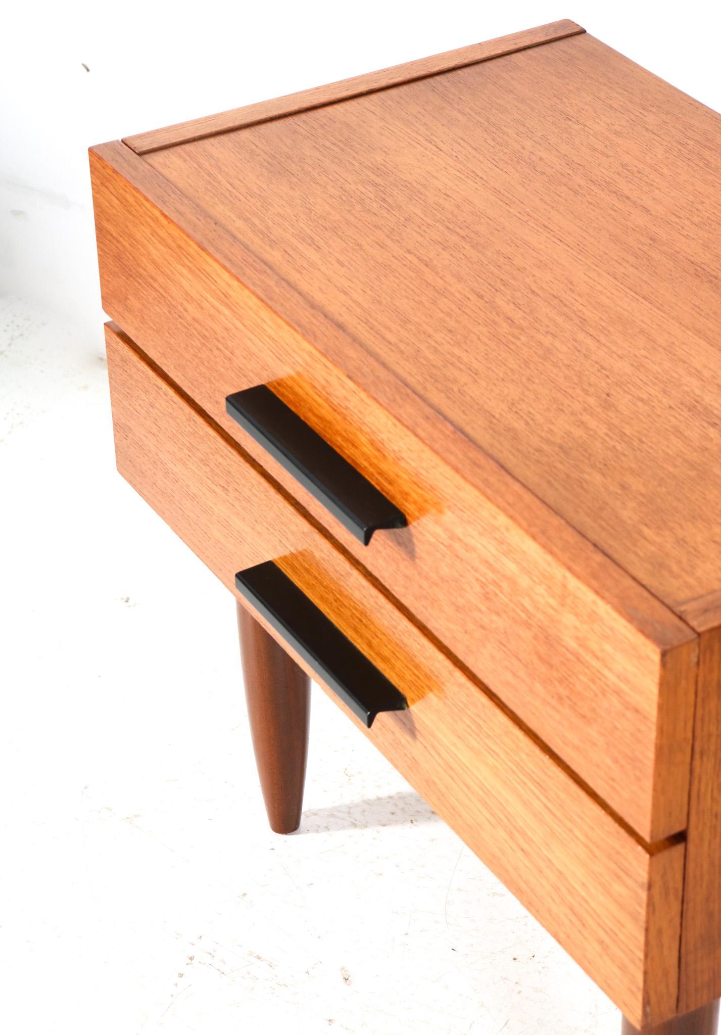 Two Teak Mid-Century Modern Nightstands or Bedside Tables, 1960s 2