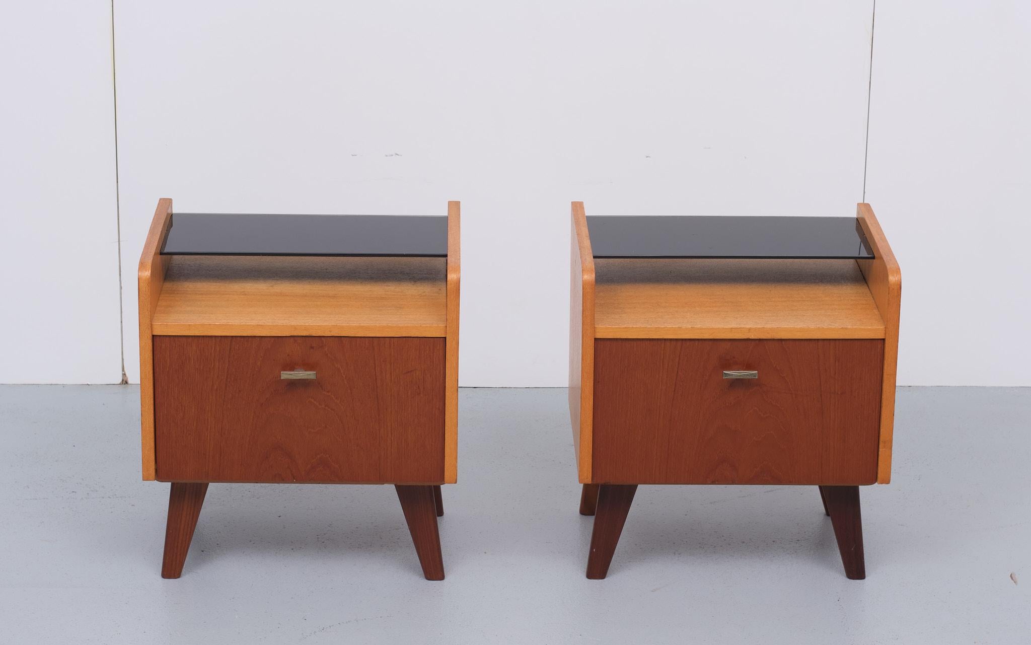Mid-Century Modern Two Teak nightstands Dutch 1960s For Sale