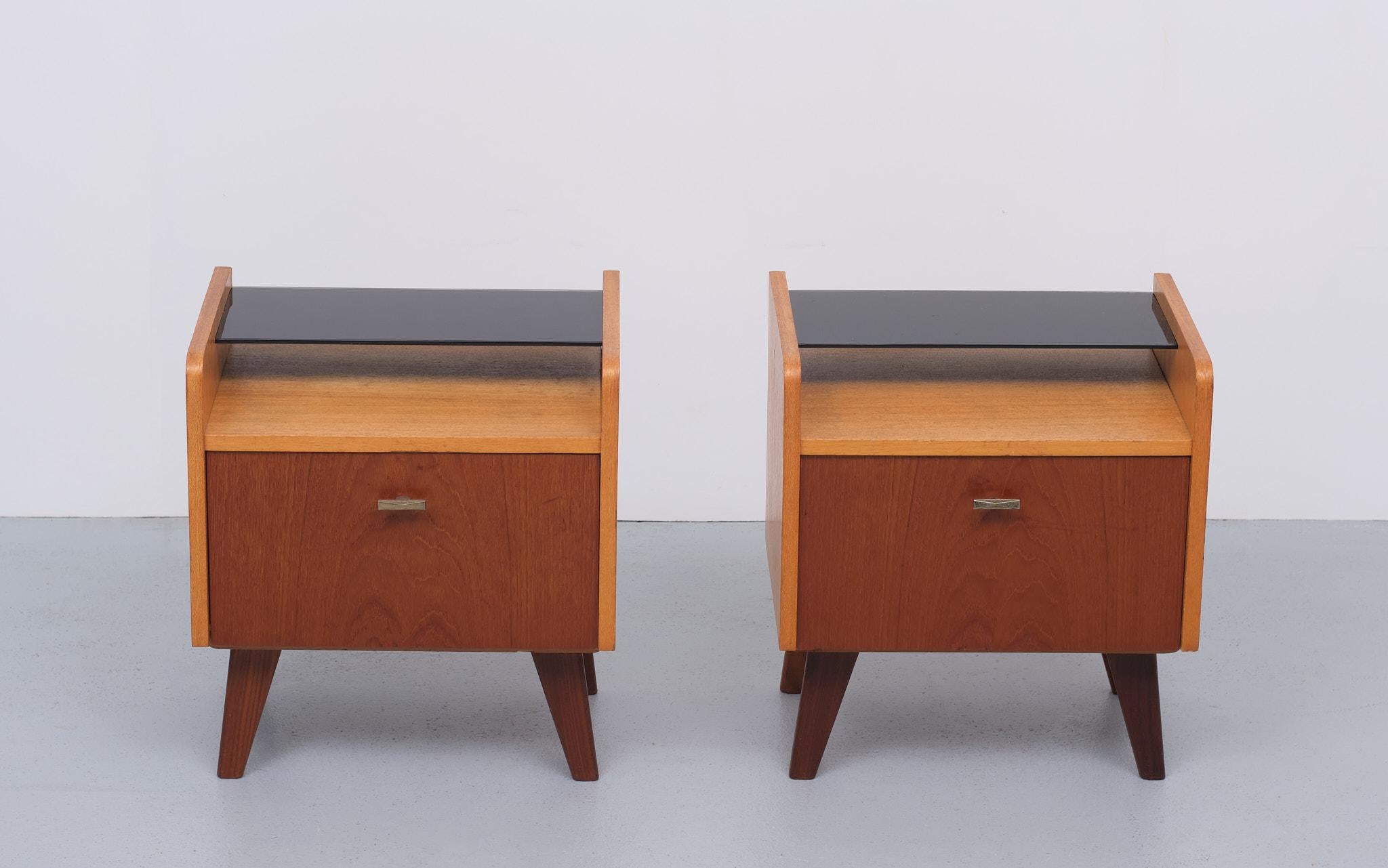 Mid-20th Century Two Teak nightstands Dutch 1960s For Sale