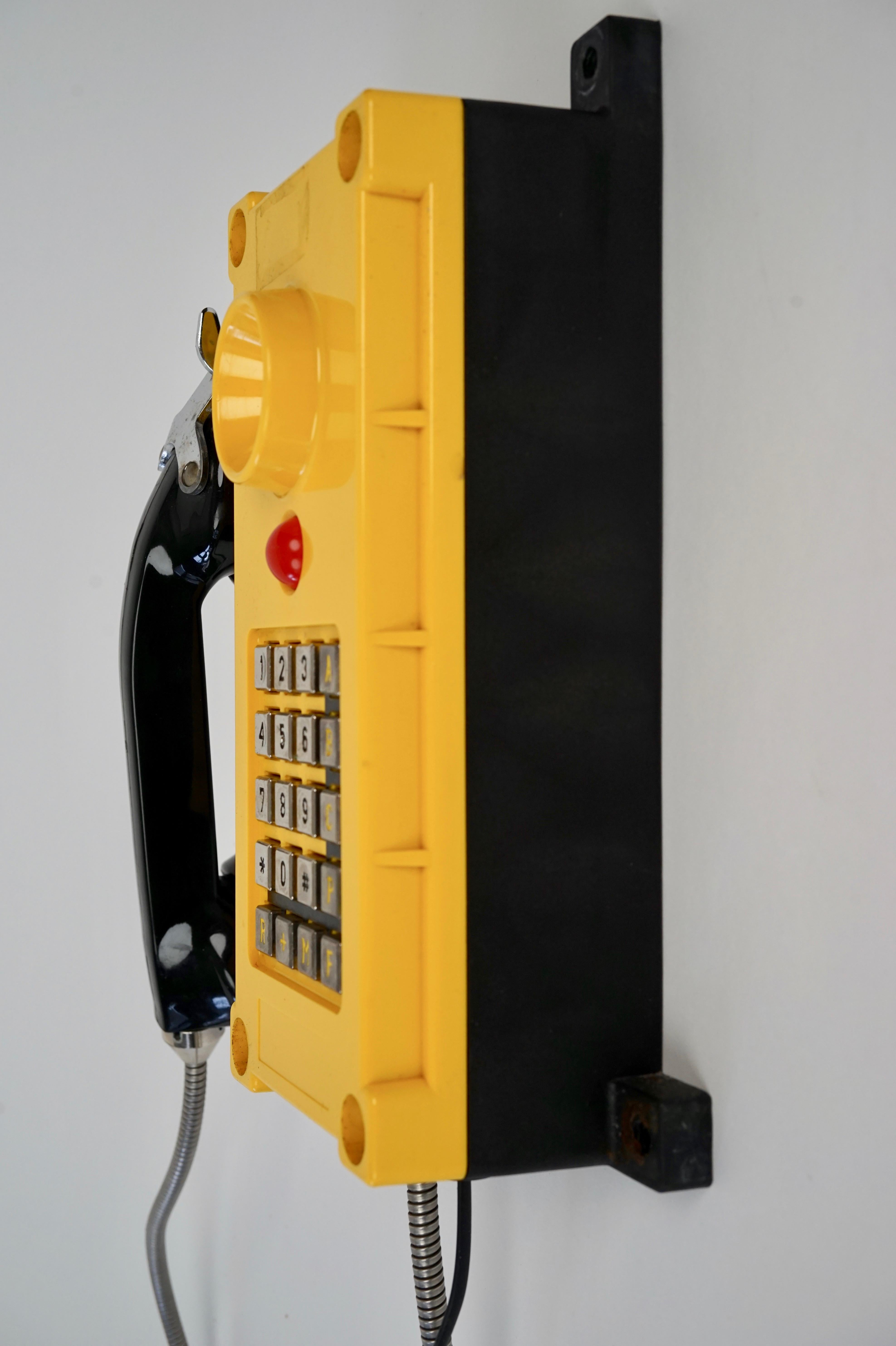 Two Tesla industry Telephones in bright yellow , wall mount For Sale 5