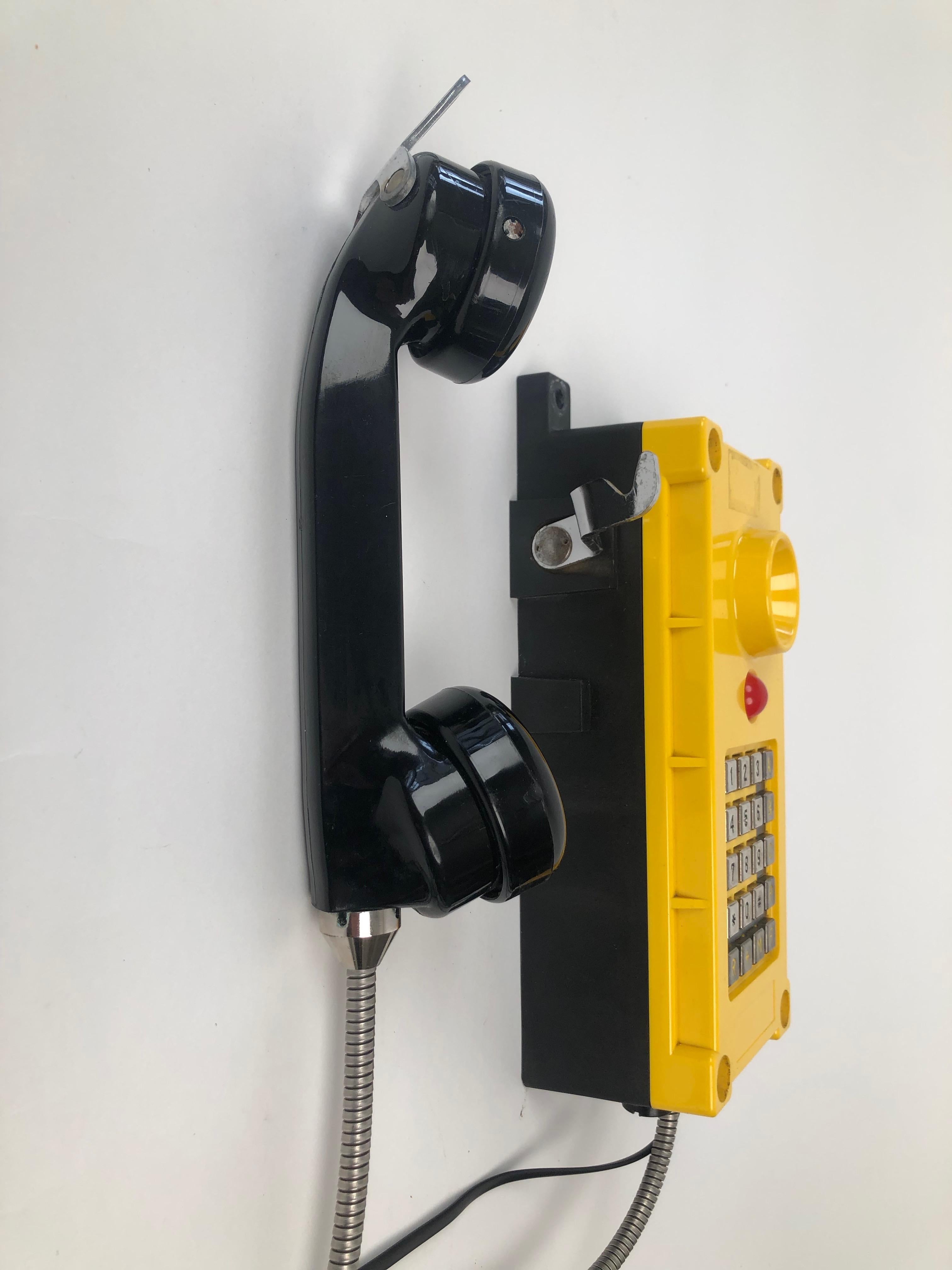 Two Tesla industry Telephones in bright yellow , wall mount For Sale 8