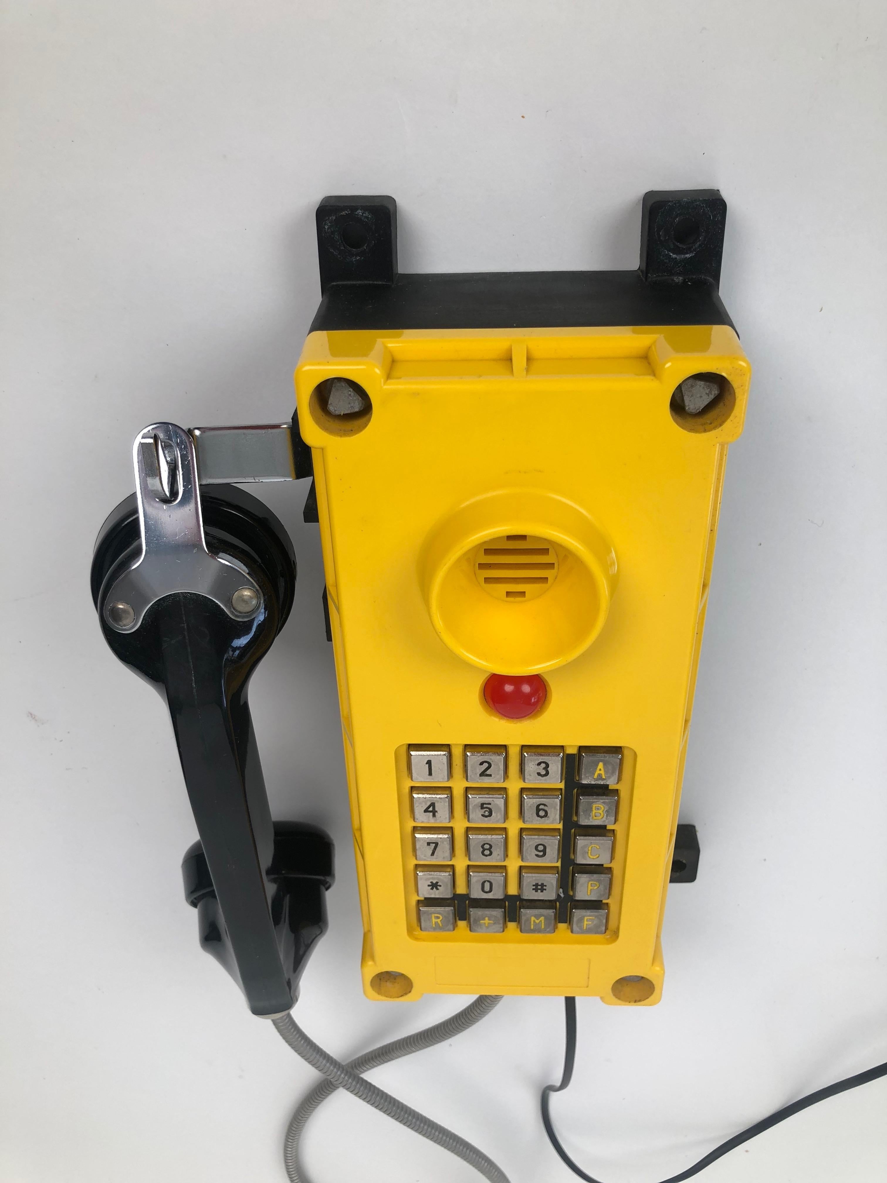 Industrial Two Tesla industry Telephones in bright yellow , wall mount For Sale