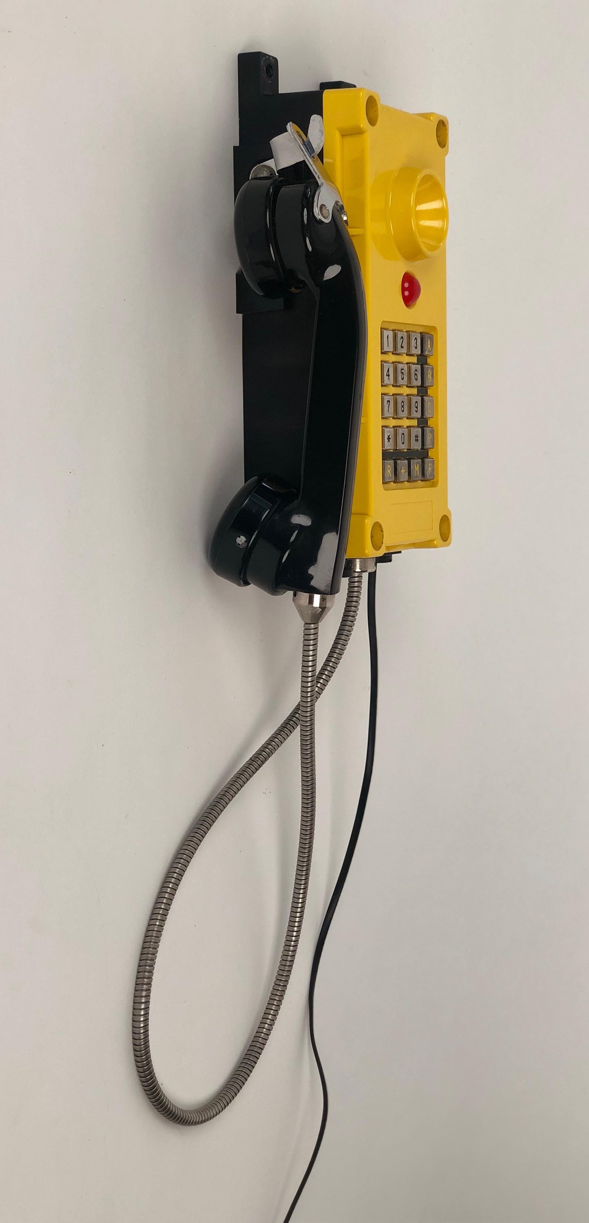 Slovak Two Tesla industry Telephones in bright yellow , wall mount For Sale