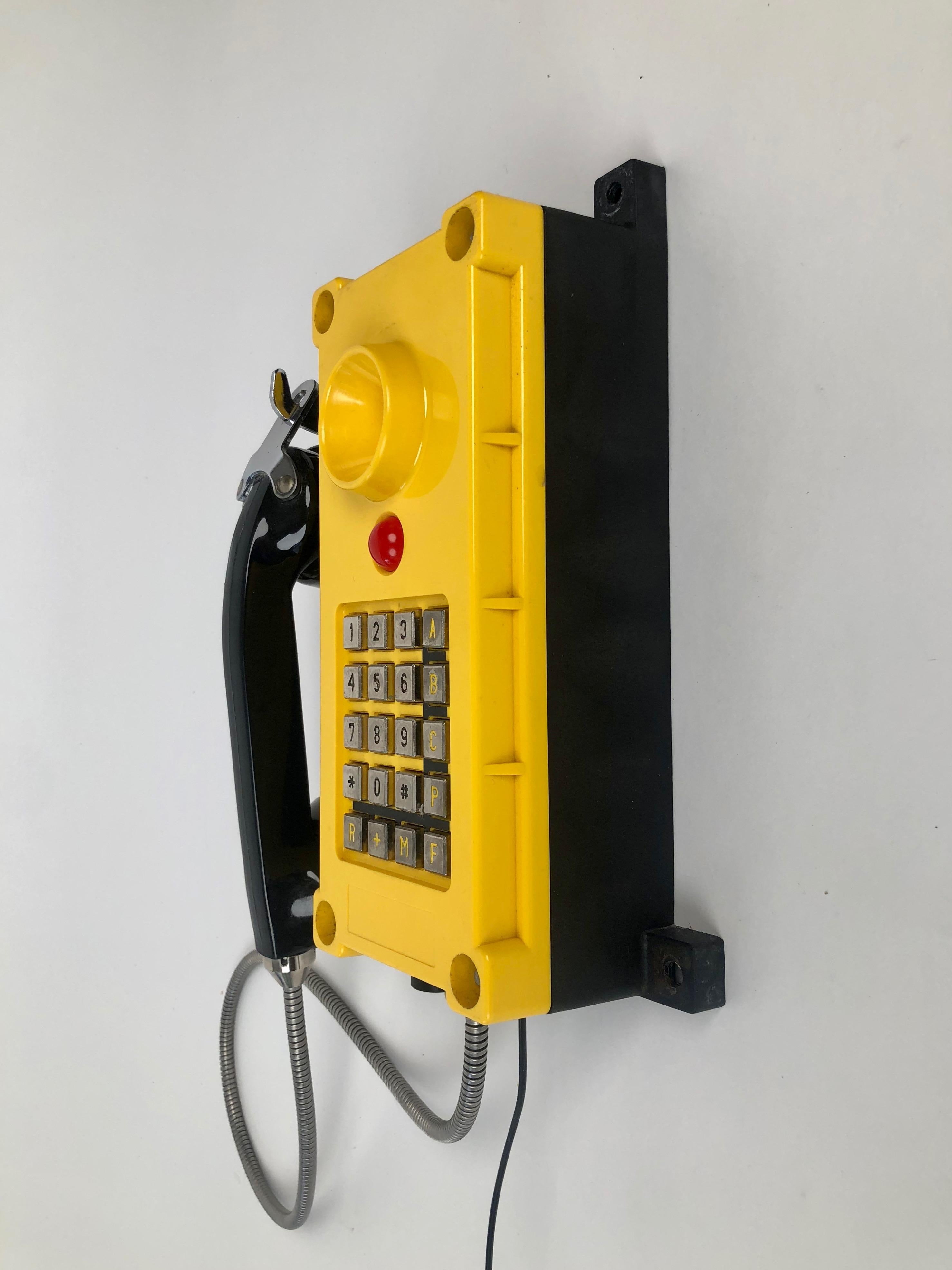 Machine-Made Two Tesla industry Telephones in bright yellow , wall mount For Sale