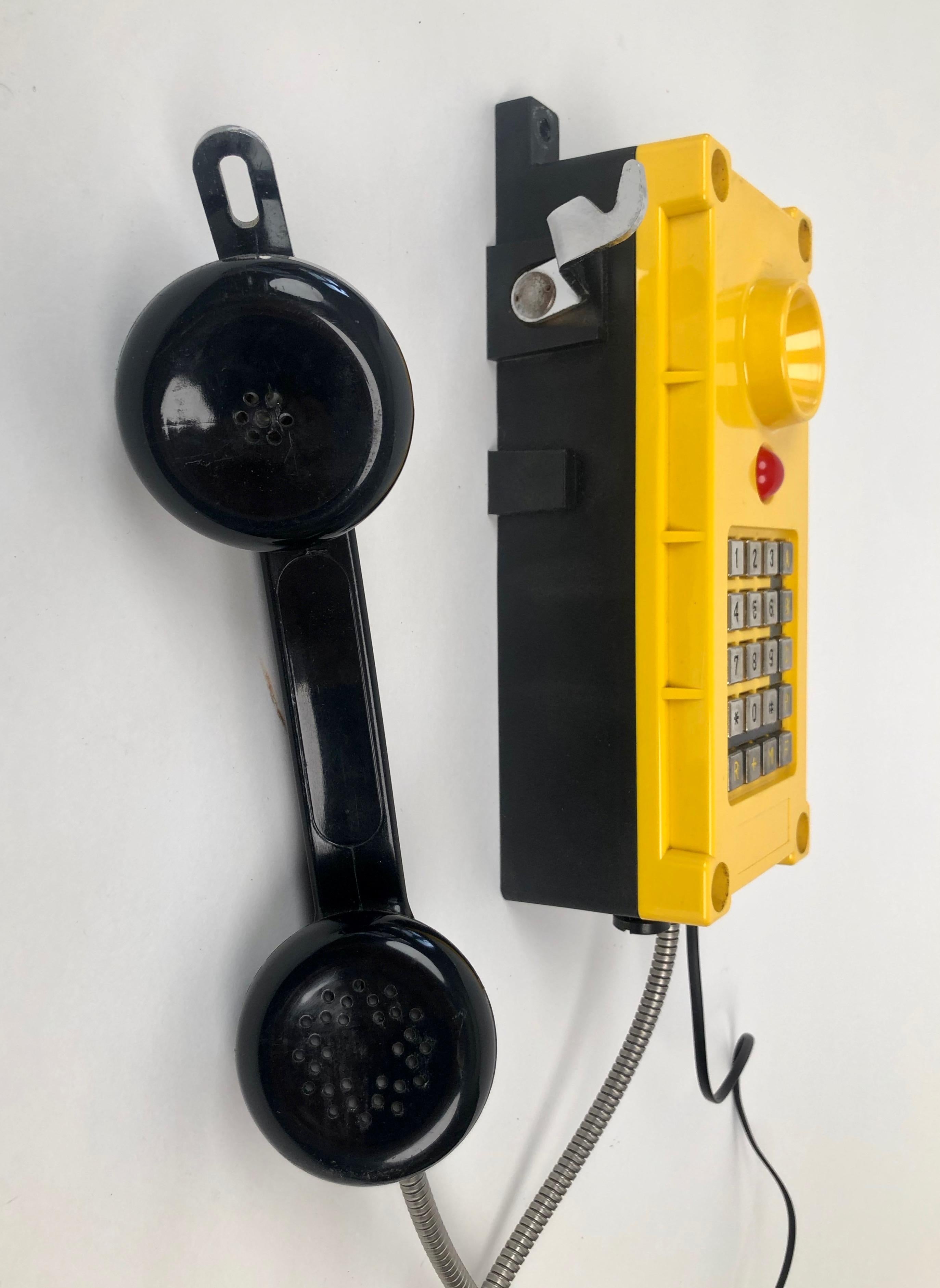 Contemporary Two Tesla industry Telephones in bright yellow , wall mount For Sale